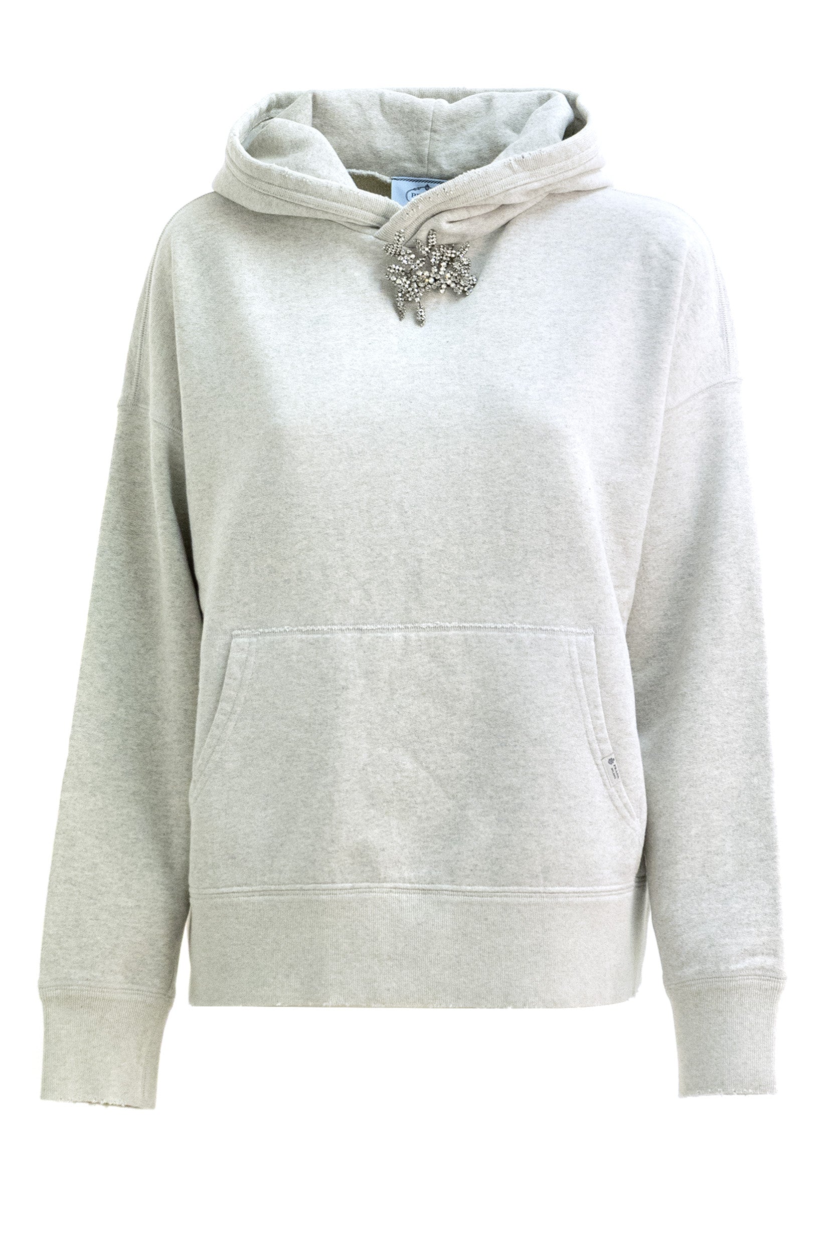 Felpa con cappuccio in cotone di colore grigio<BR/> 134734 S OOO 6103 F0AK9 PRADA 