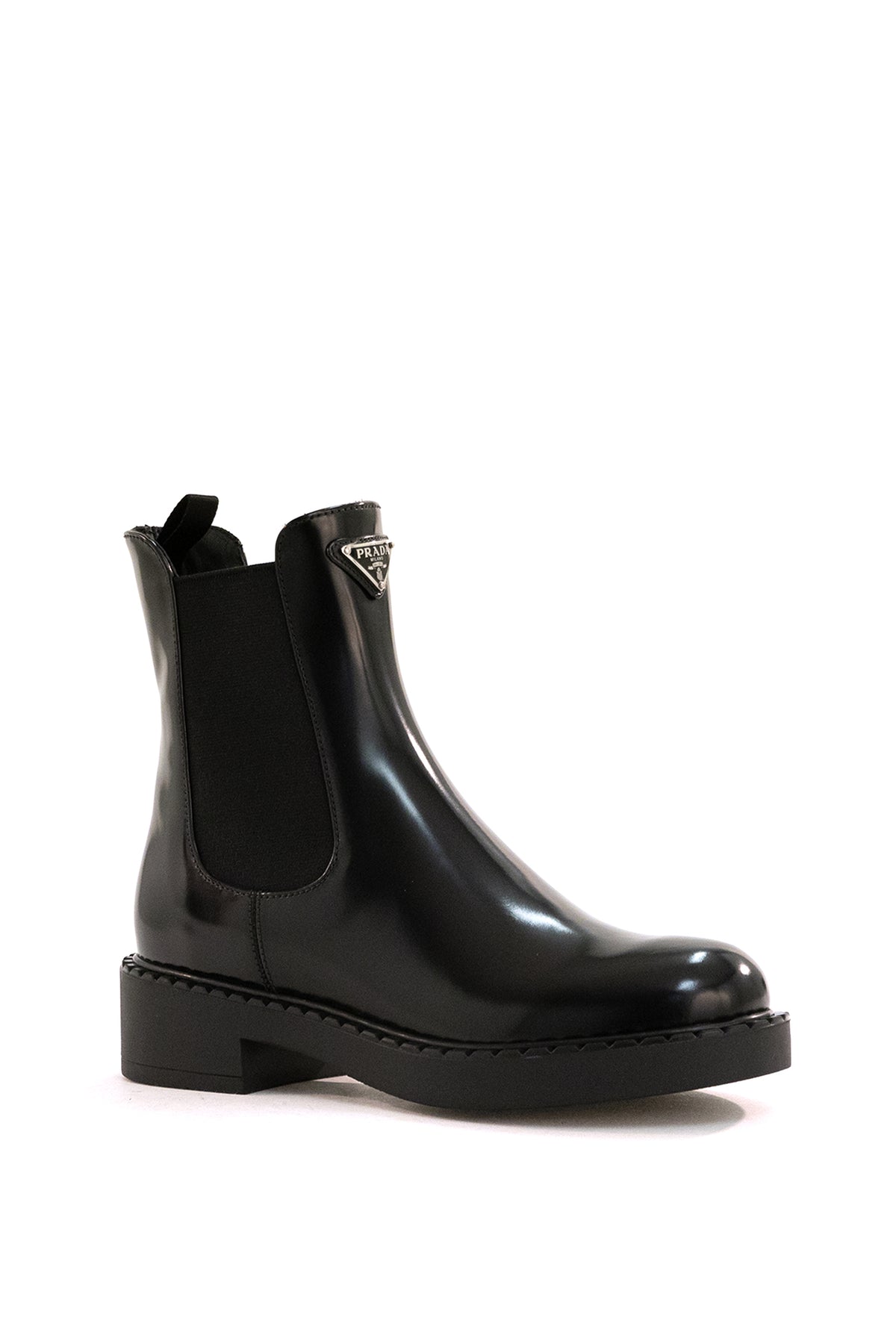 PRADA Tronchetti Chocolate in pelle spazzolata di colore nero, view 2