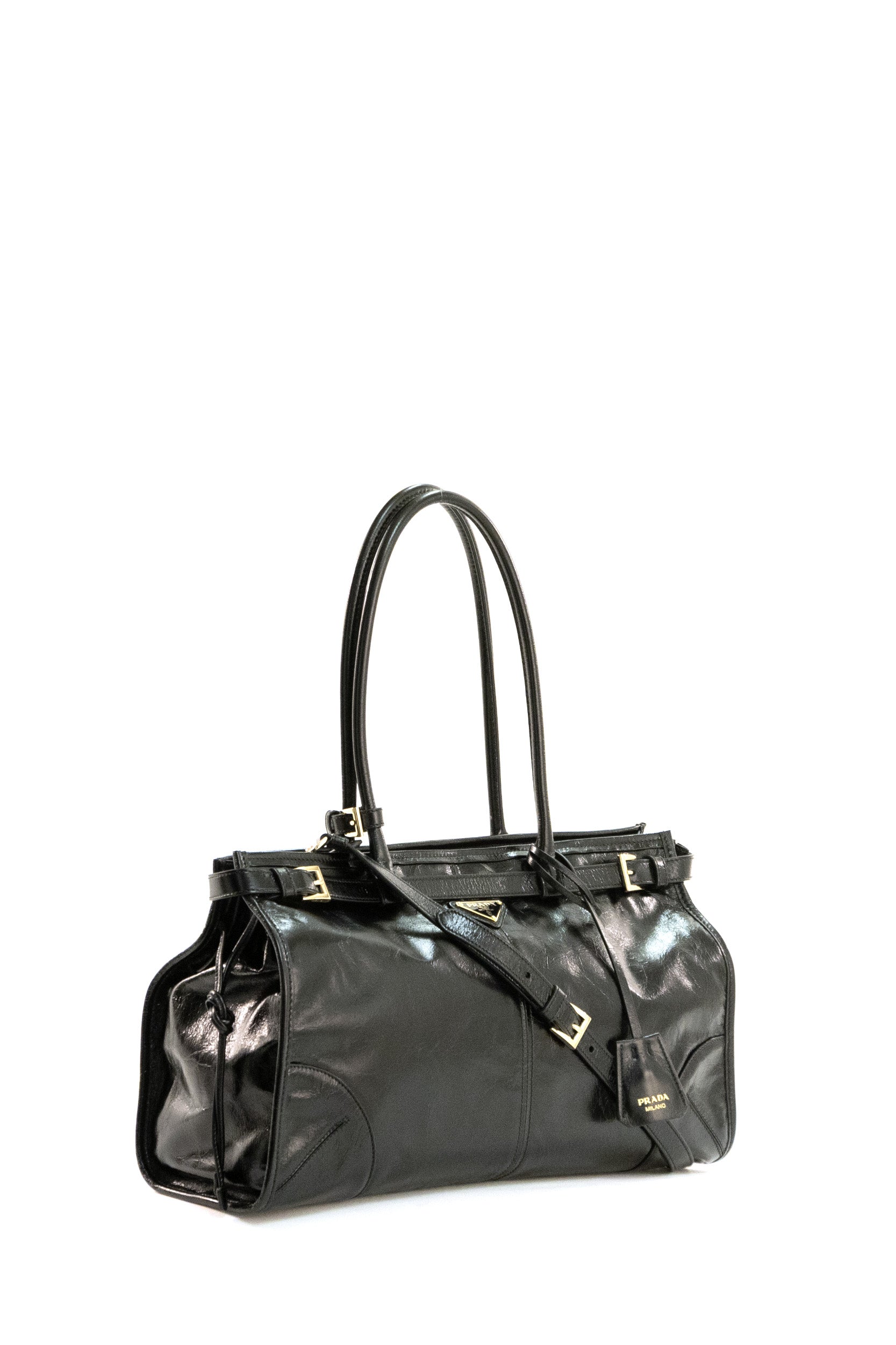 Borsa Bonnie large in pelle Soft Lux di colore nero<BR/> 1BA433 V MOM 2CYR F0002 PRADA 