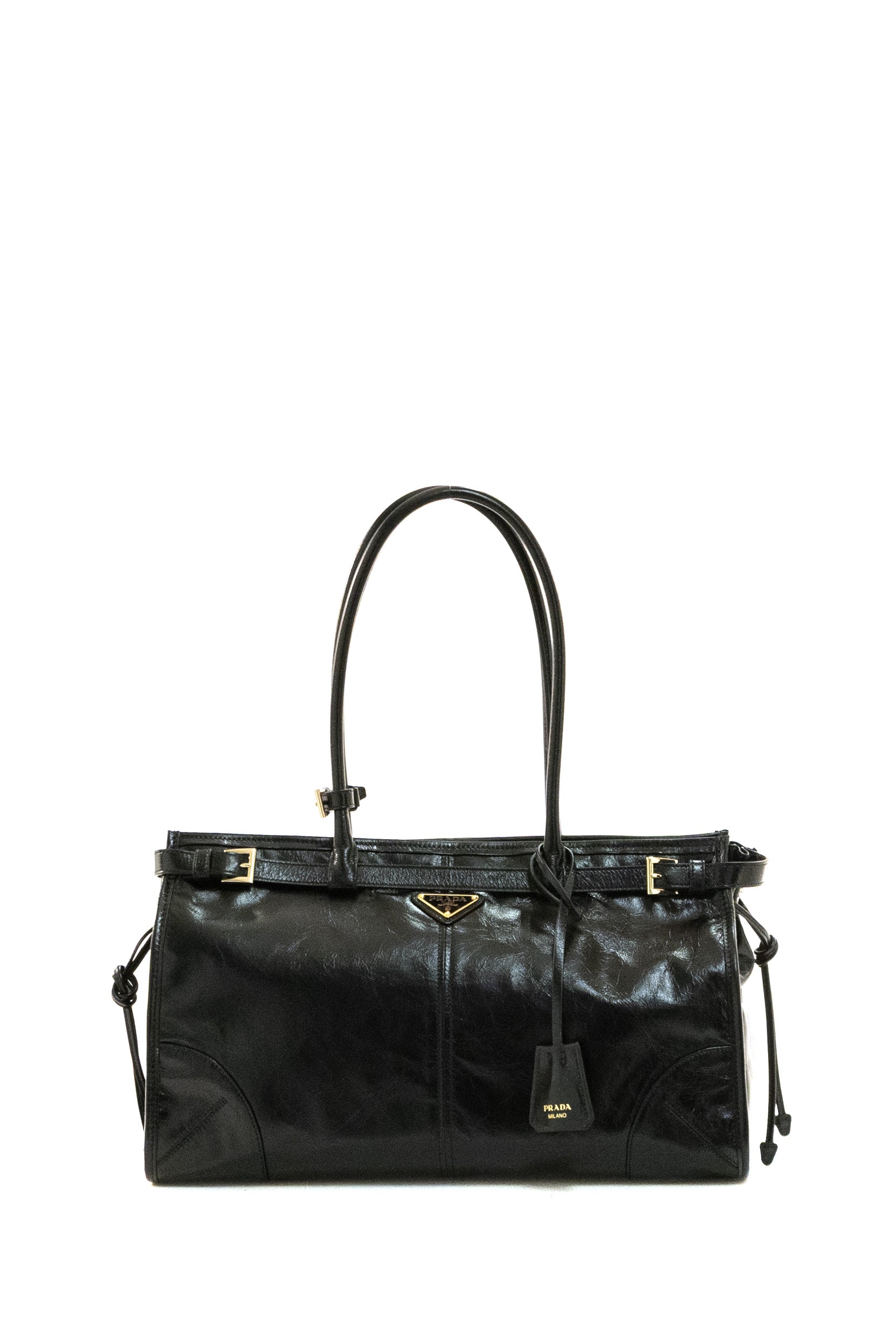 Borsa Bonnie large in pelle Soft Lux di colore nero<BR/> 1BA433 V MOM 2CYR F0002 PRADA 