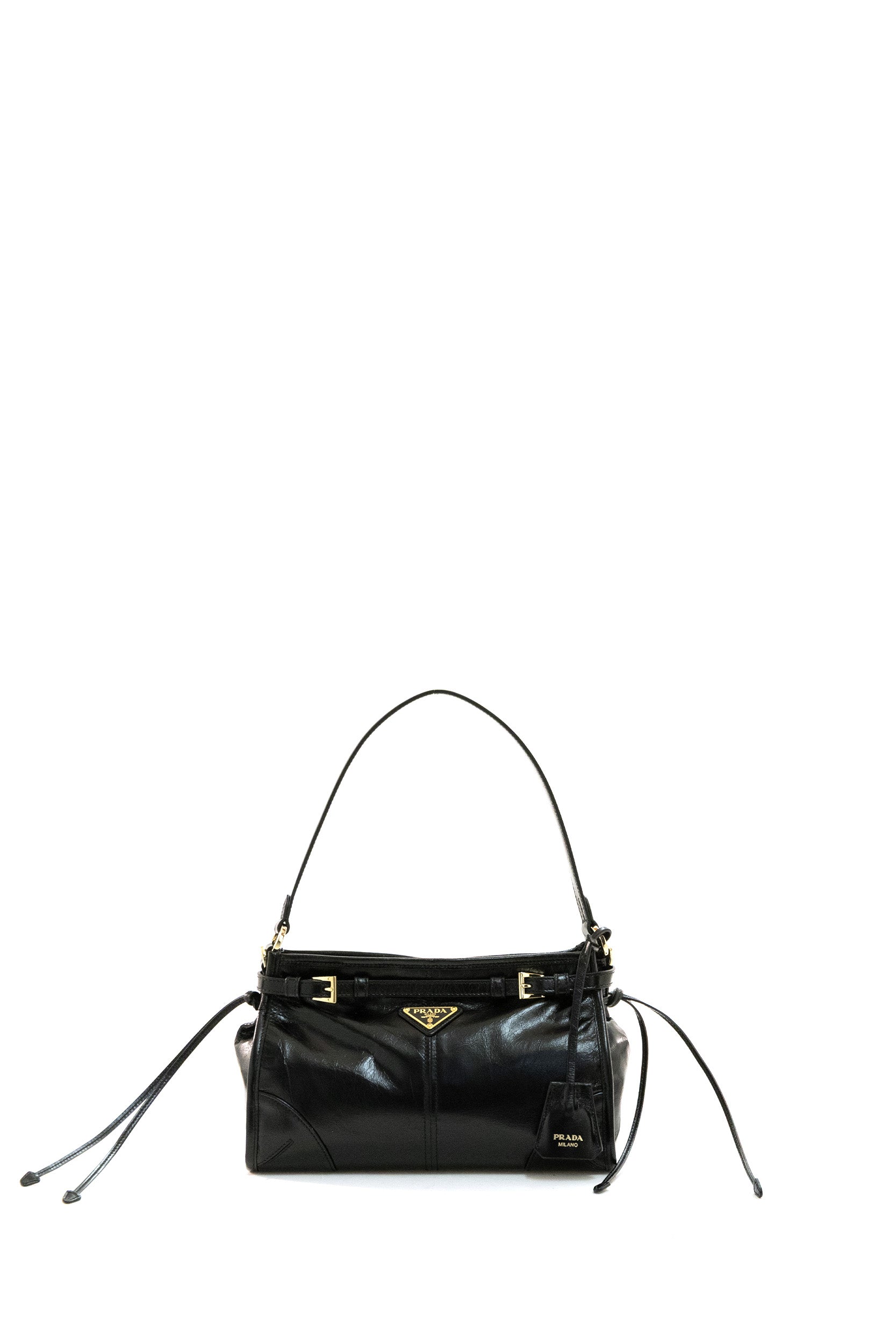 Borsa Bonnie small in pelle di colore nero<BR/> 1BC297 V OOM 2CYR F0002 PRADA 