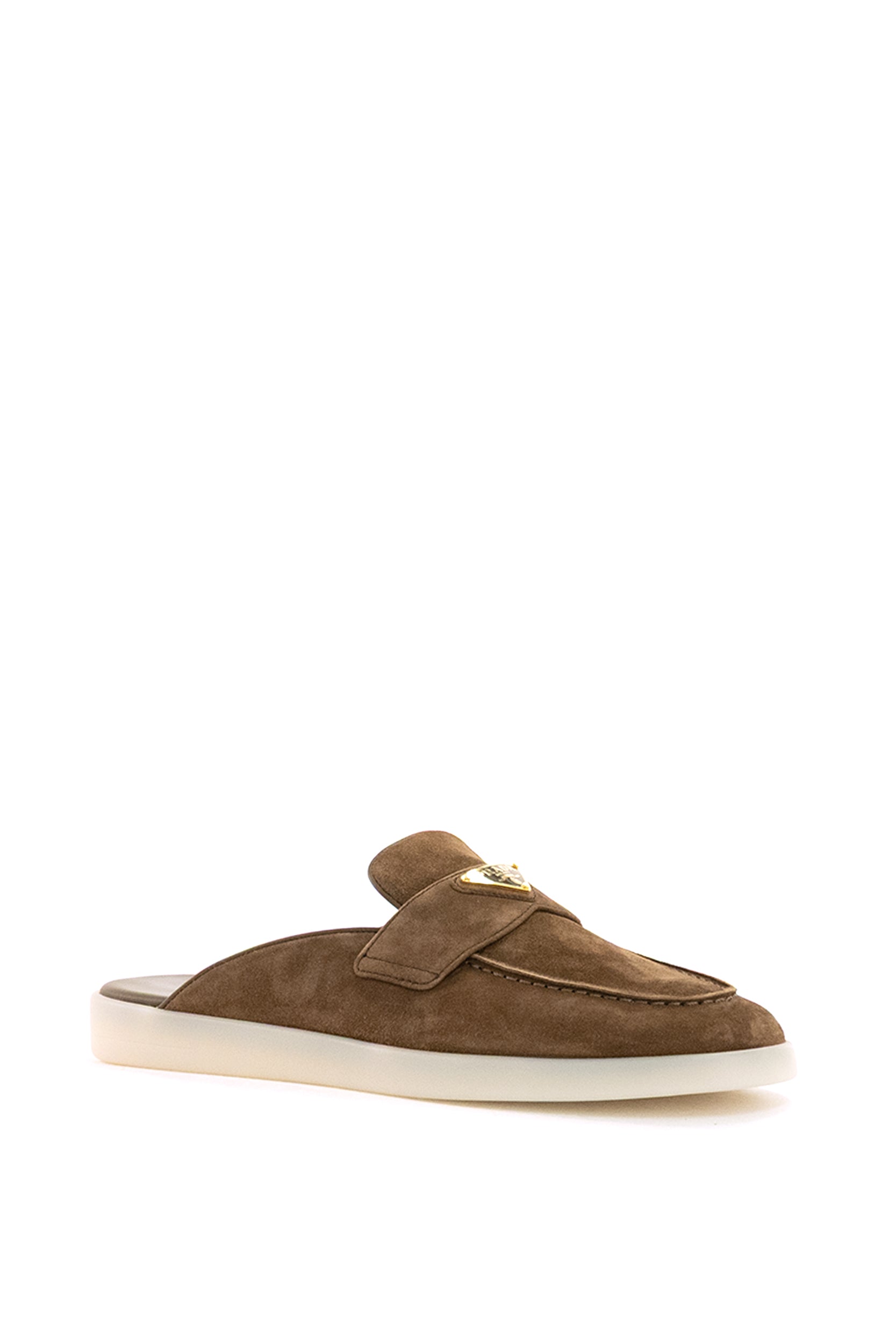 Sabot in suede di colore marrone<BR/> 1D270N F B025 3LOL F0324 PRADA 