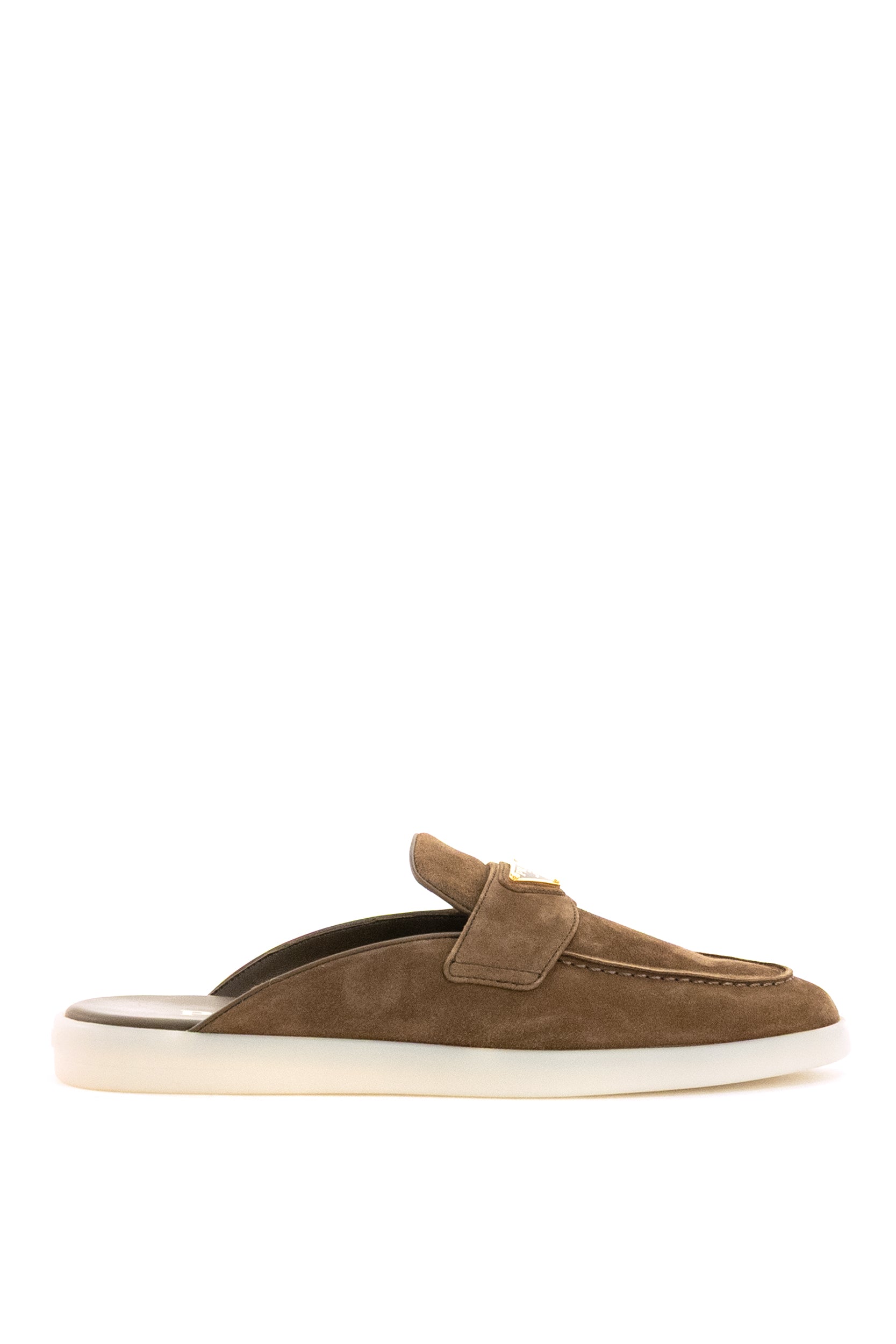 Sabot in suede di colore marrone<BR/> 1D270N F B025 3LOL F0324 PRADA 