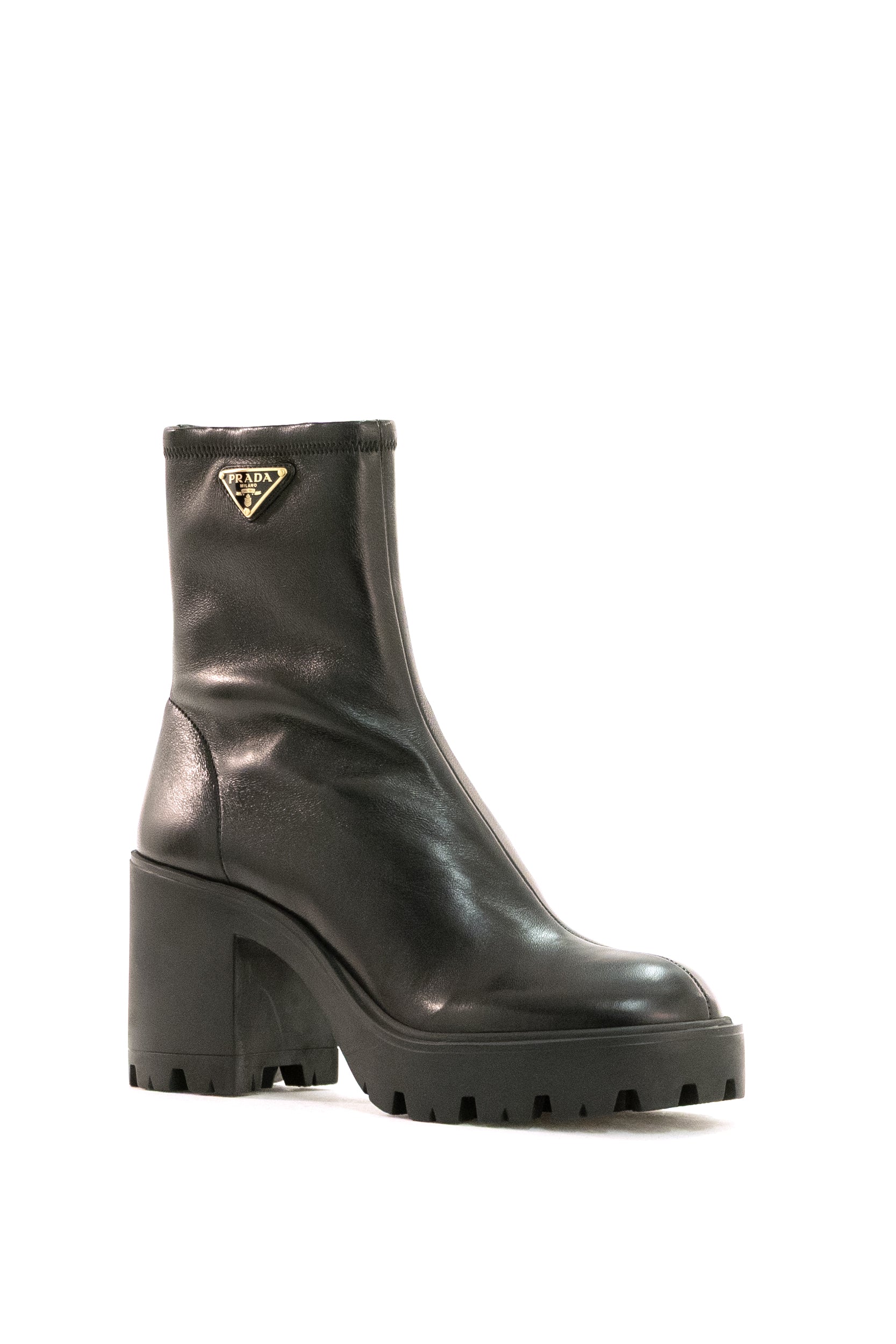 Tronchetti in nappa stretch di colore nero<BR/> 1T546O F 085 L68 F0002 PRADA 