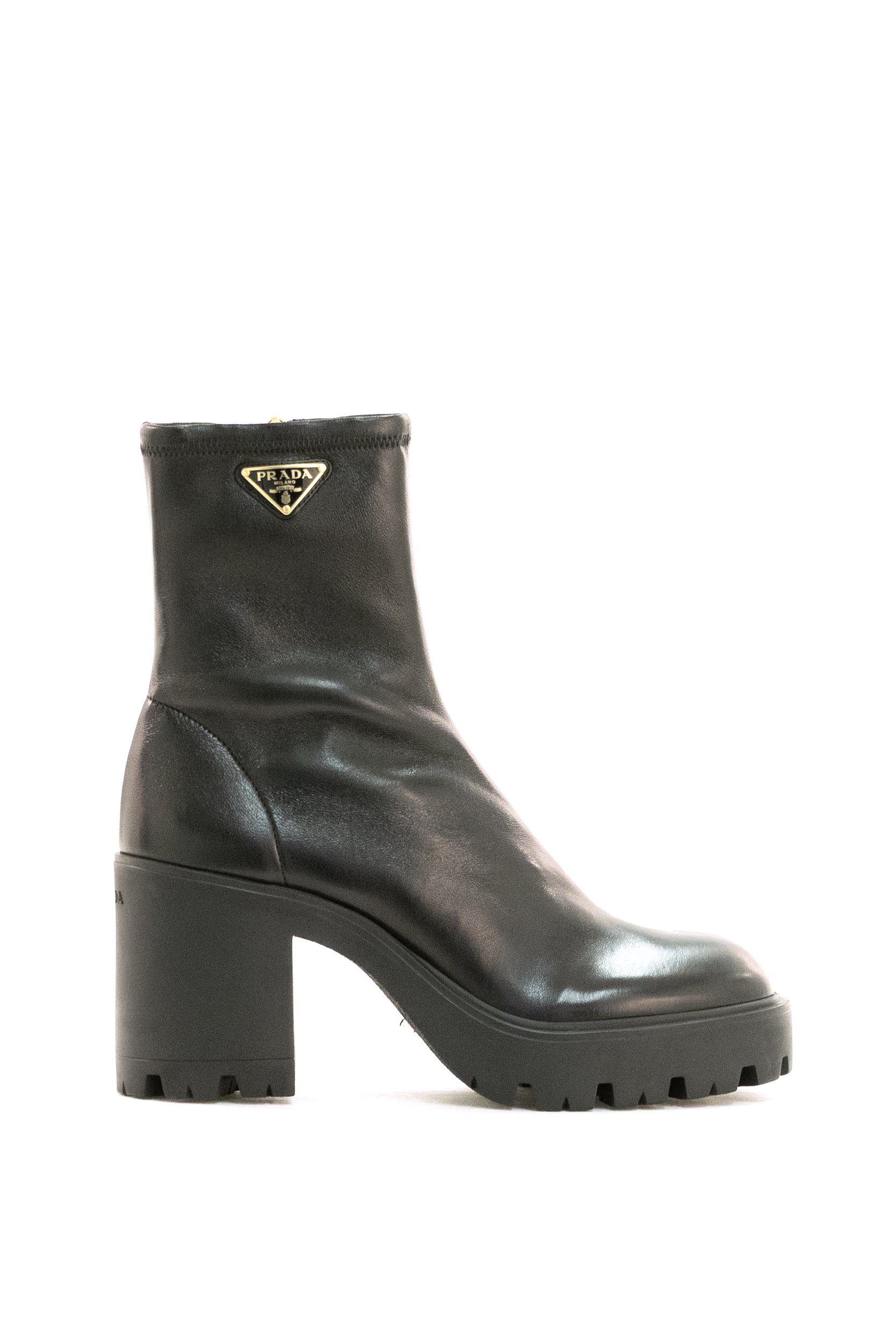 Tronchetti in nappa stretch di colore nero<BR/> 1T546O F 085 L68 F0002 PRADA 