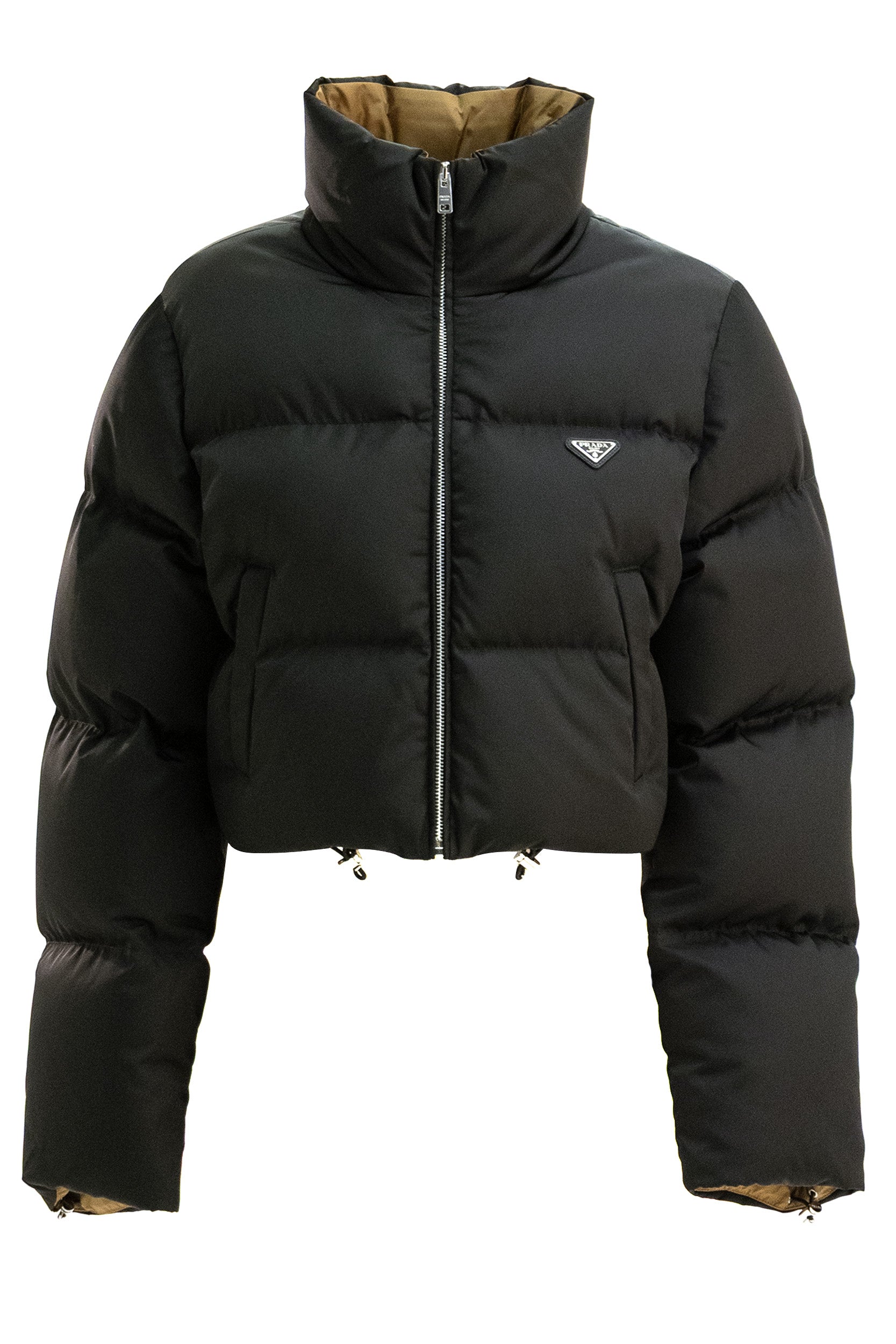 Piumino cropped in Re-Nylon di colore nero<BR/> 29D056 S OOO 1WQ8 F0002 PRADA 