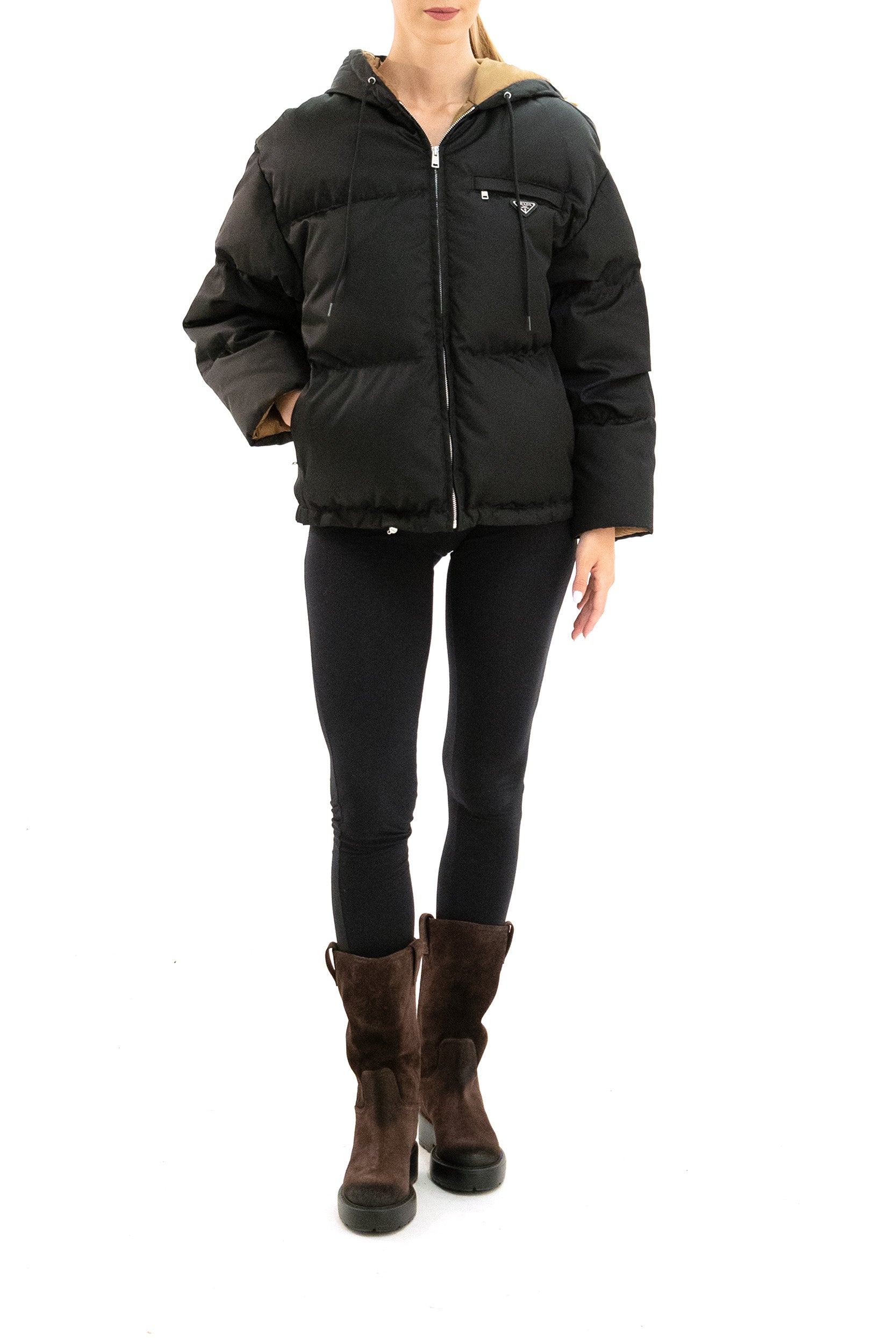 Piumino in Re-nylon di colore nero 29B408 S AAO 1WQ8 F0002 PRADA 