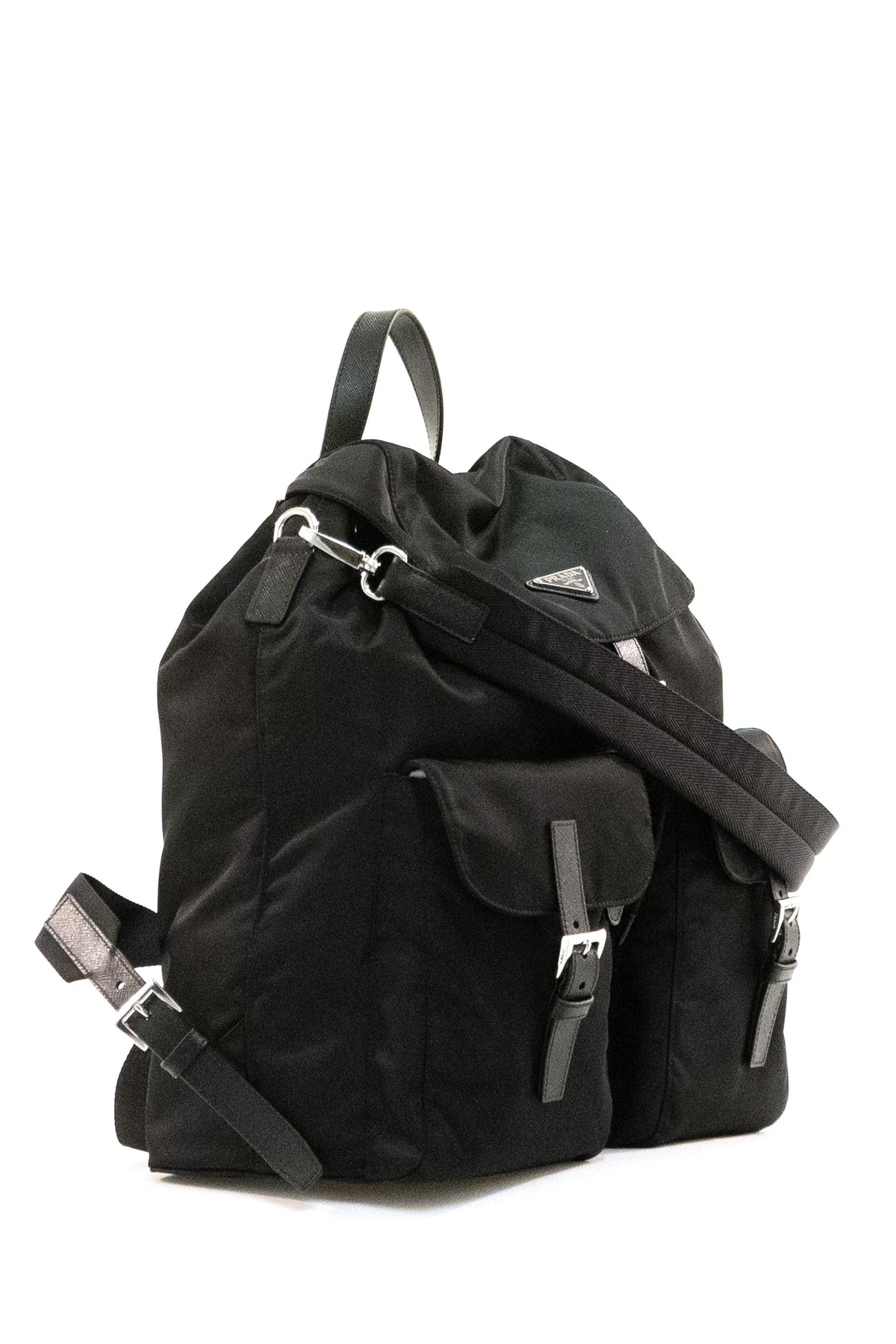 PRADA Zaino in Re-Nylon di colore nero, view 2