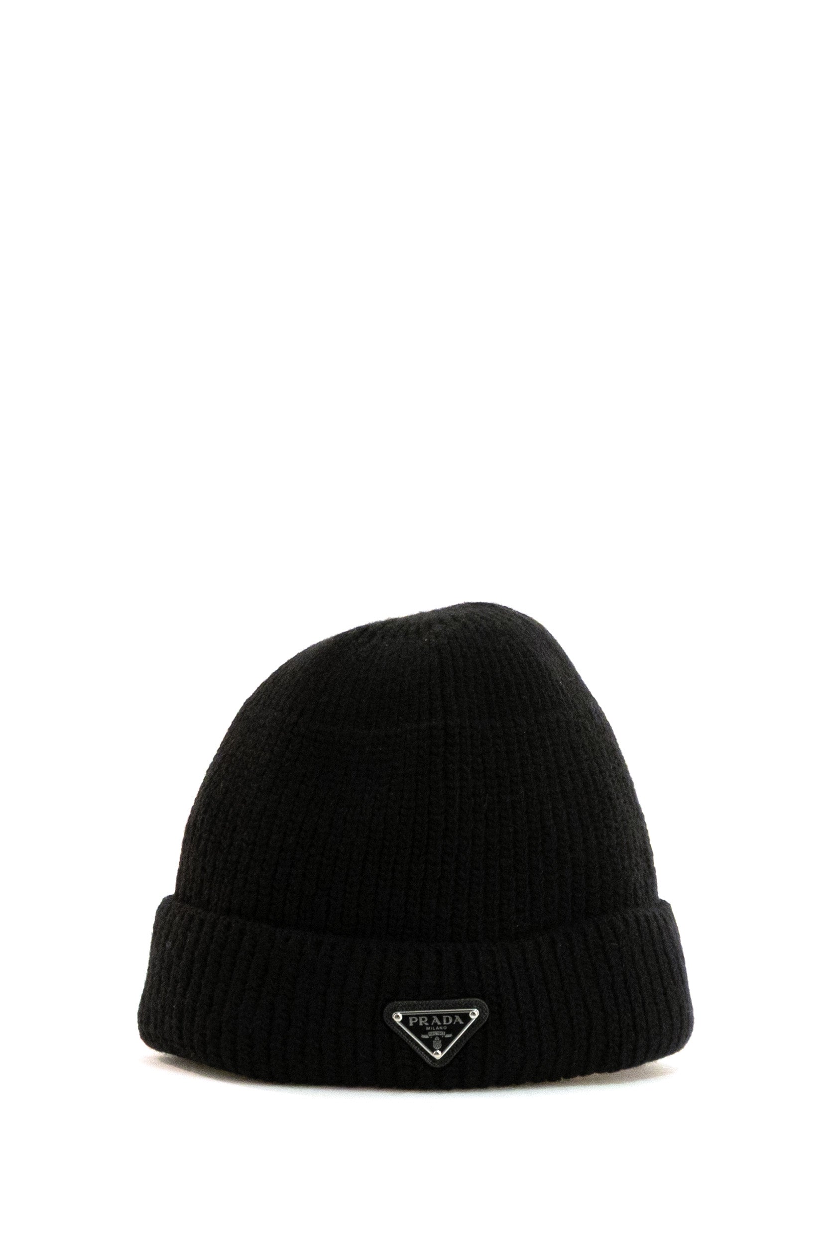 Berretto in lana e cashmere a coste di colore nero<BR/> 2HC426 3IM F0002 PRADA 