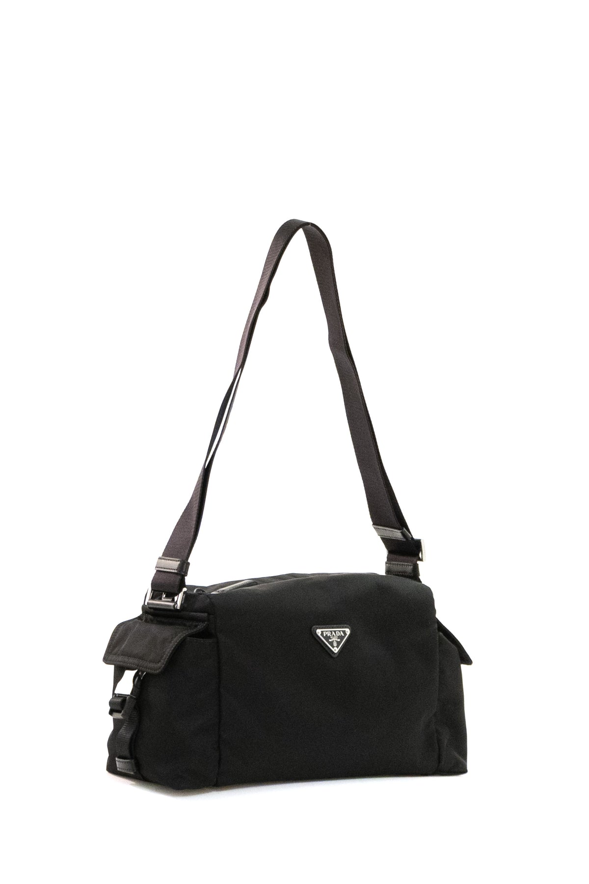 PRADA Borsa Explore in Re-Nylon di colore nero, vista 2