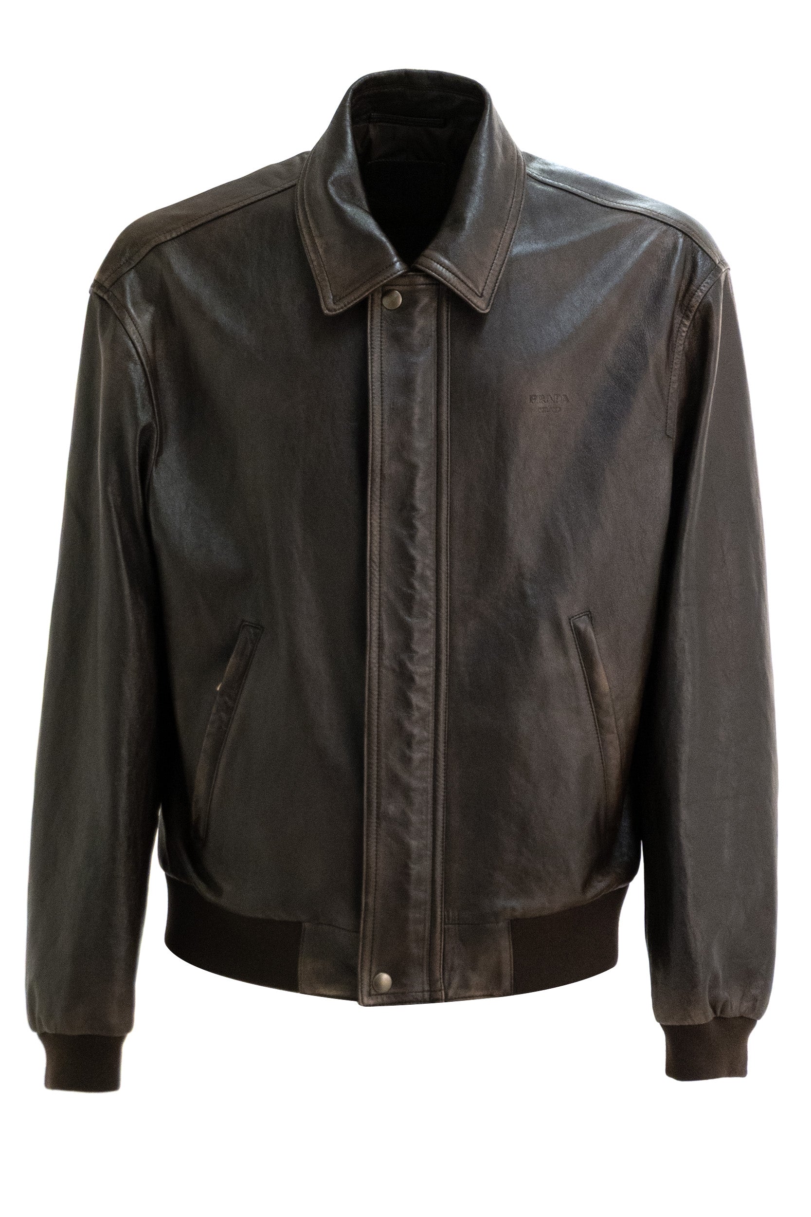 Bomber in nappa di colore marrone<BR/> UPW622 S OOO 16IL F0003 PRADA 
