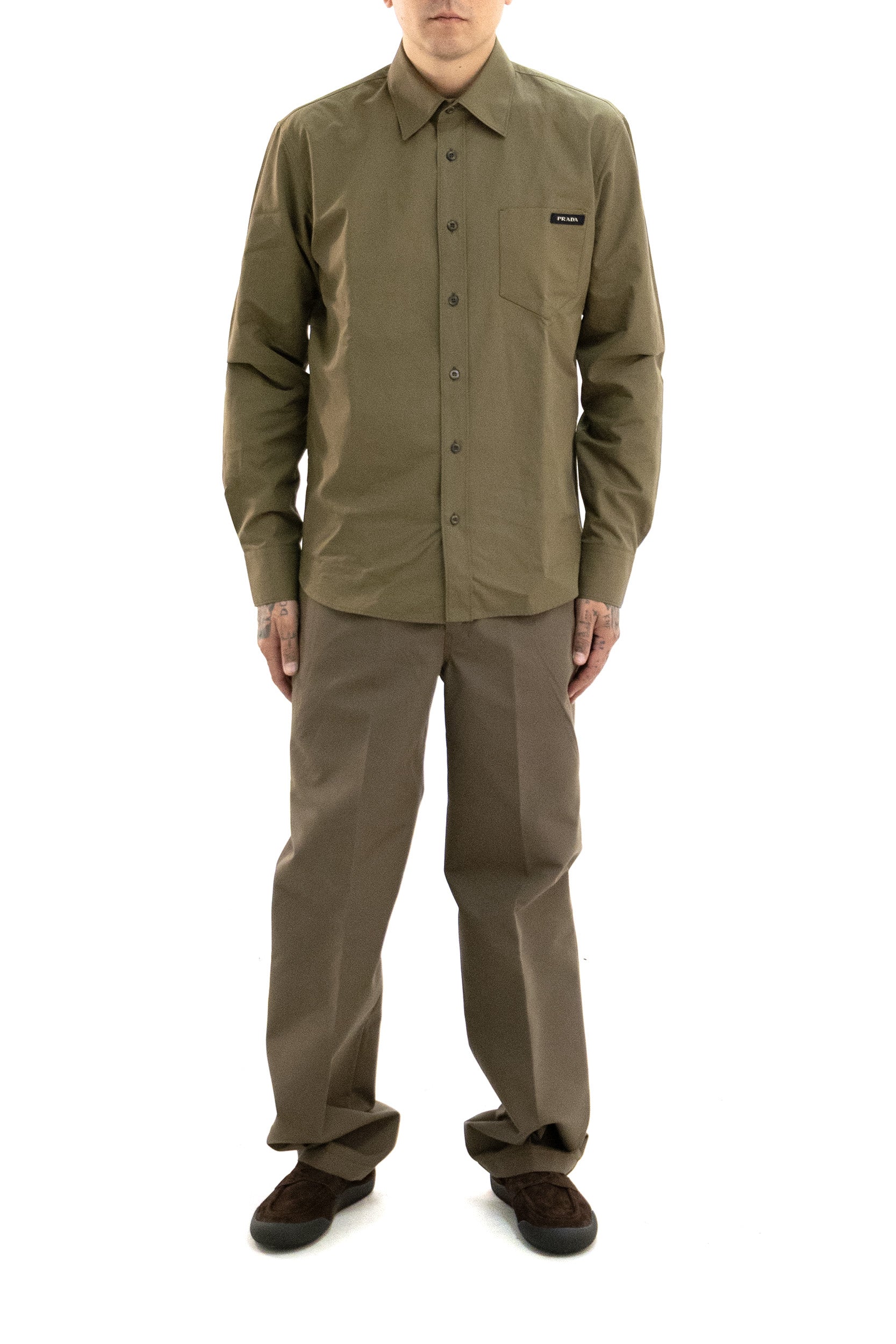 Pantaloni in canvas tec di colore beige<BR/> GEP272 S 182 6287 F0ADE PRADA 