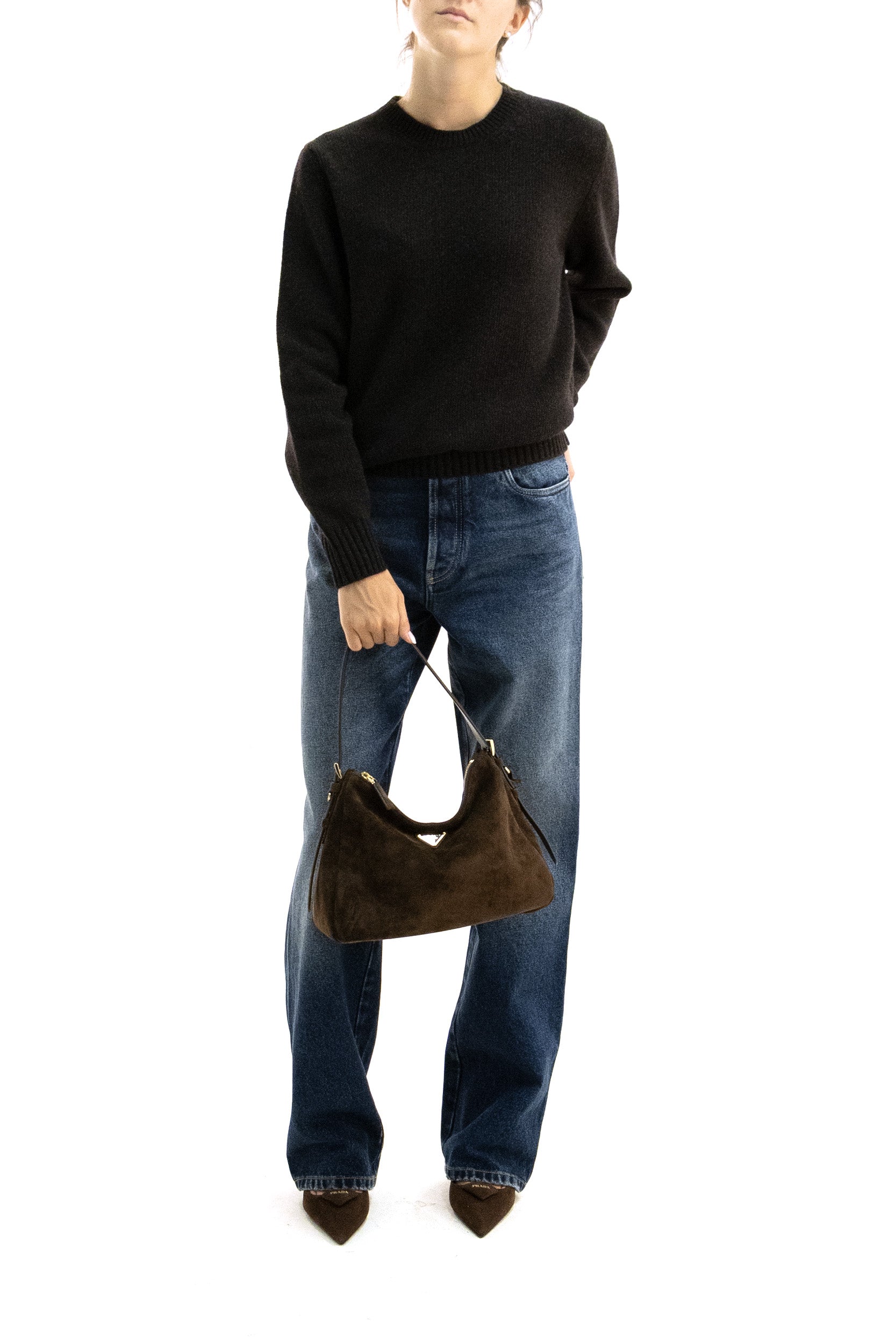 Pullover in lana e cashmere di colore marrone<BR/> P24A3Z S 232 13XA F0192 PRADA 