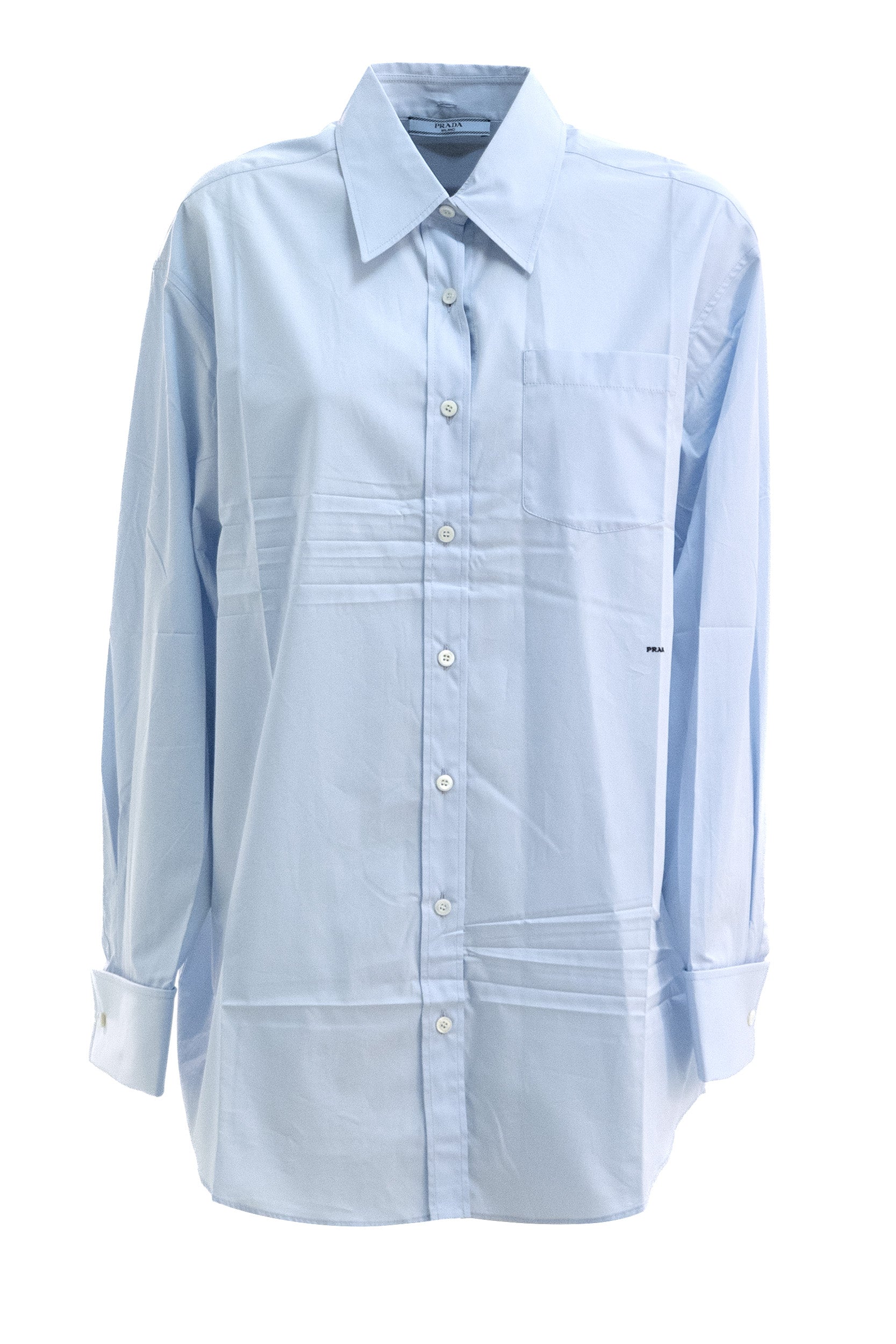 Camicia in cotone di colore azzurro<BR/> P470JR S OOO 1XV2 F0M10 PRADA 