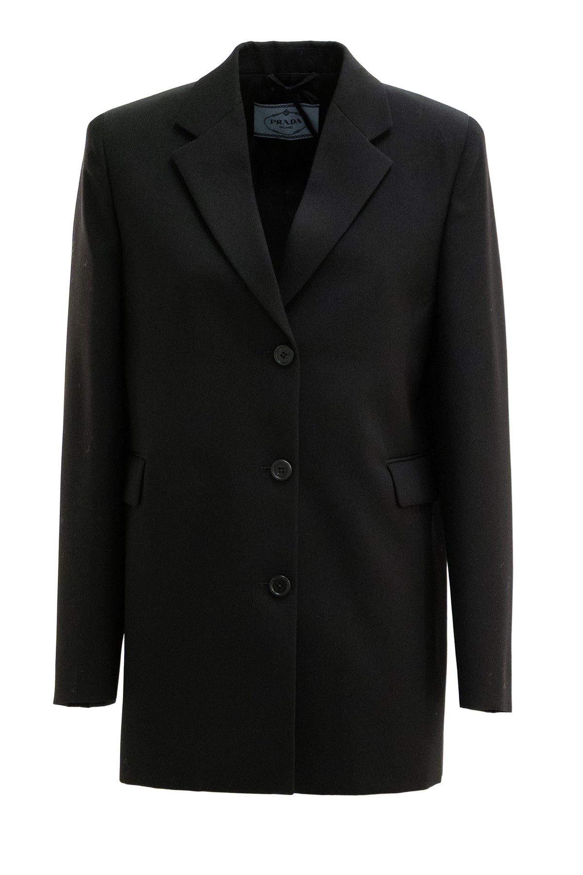 PRADA Giacca in gabardine di lana di colore nero