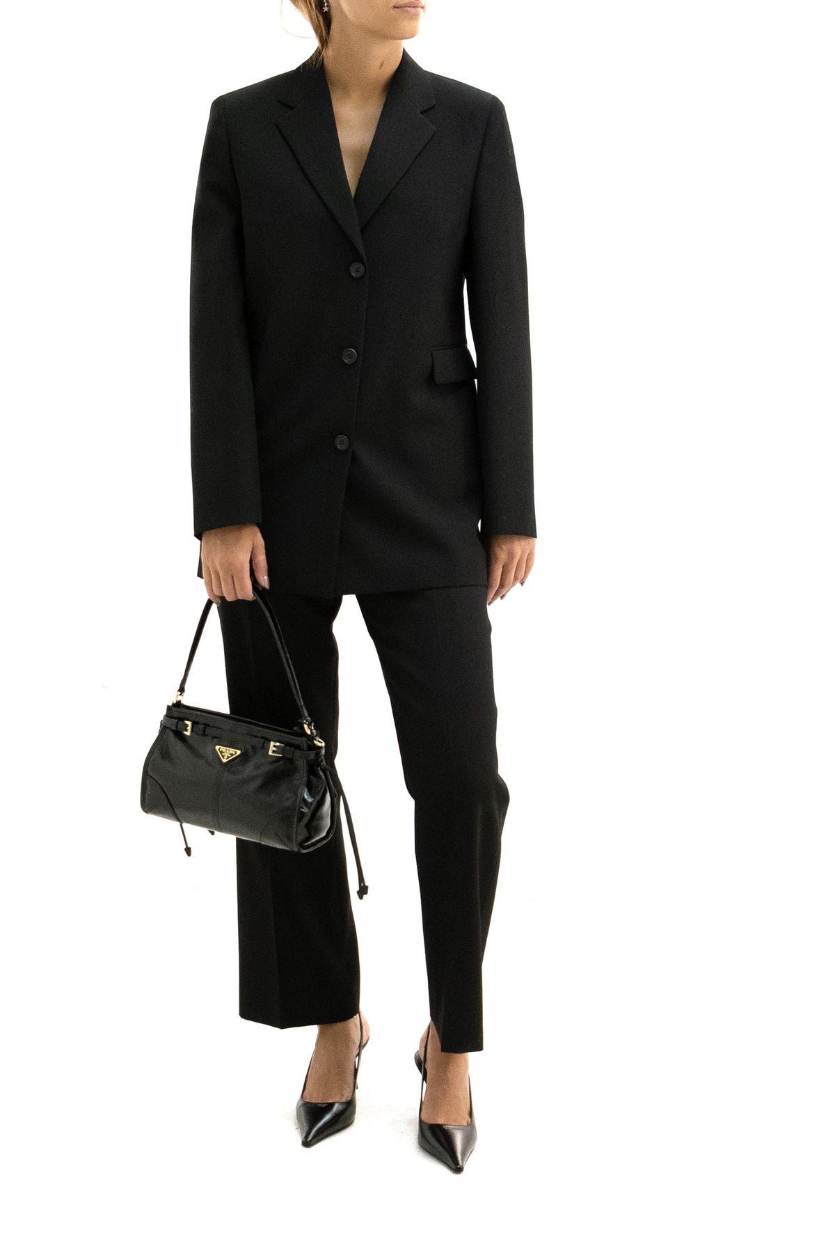 PRADA Giacca in gabardine di lana di colore nero, view 2