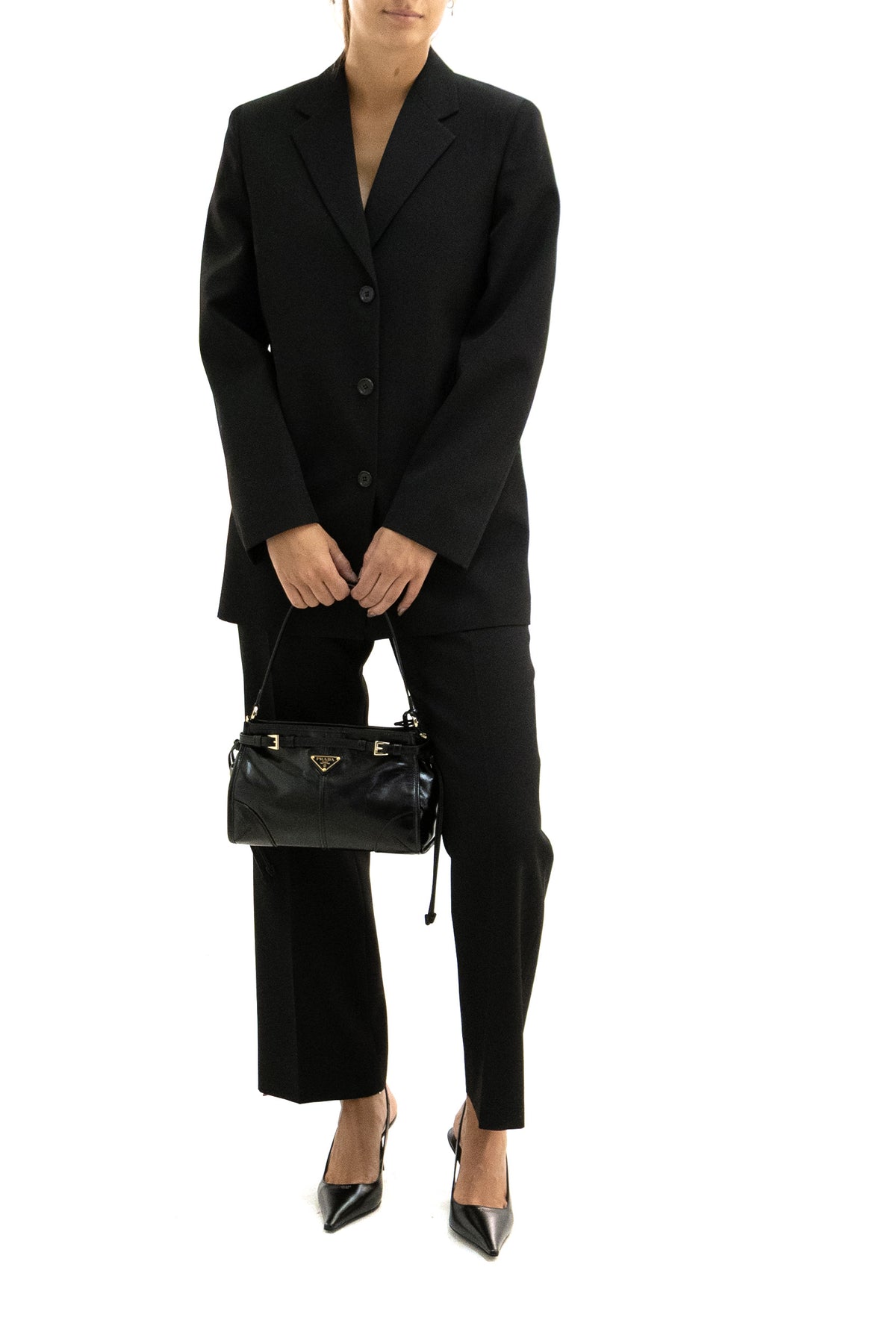 PRADA Giacca in gabardine di lana di colore nero, view 3