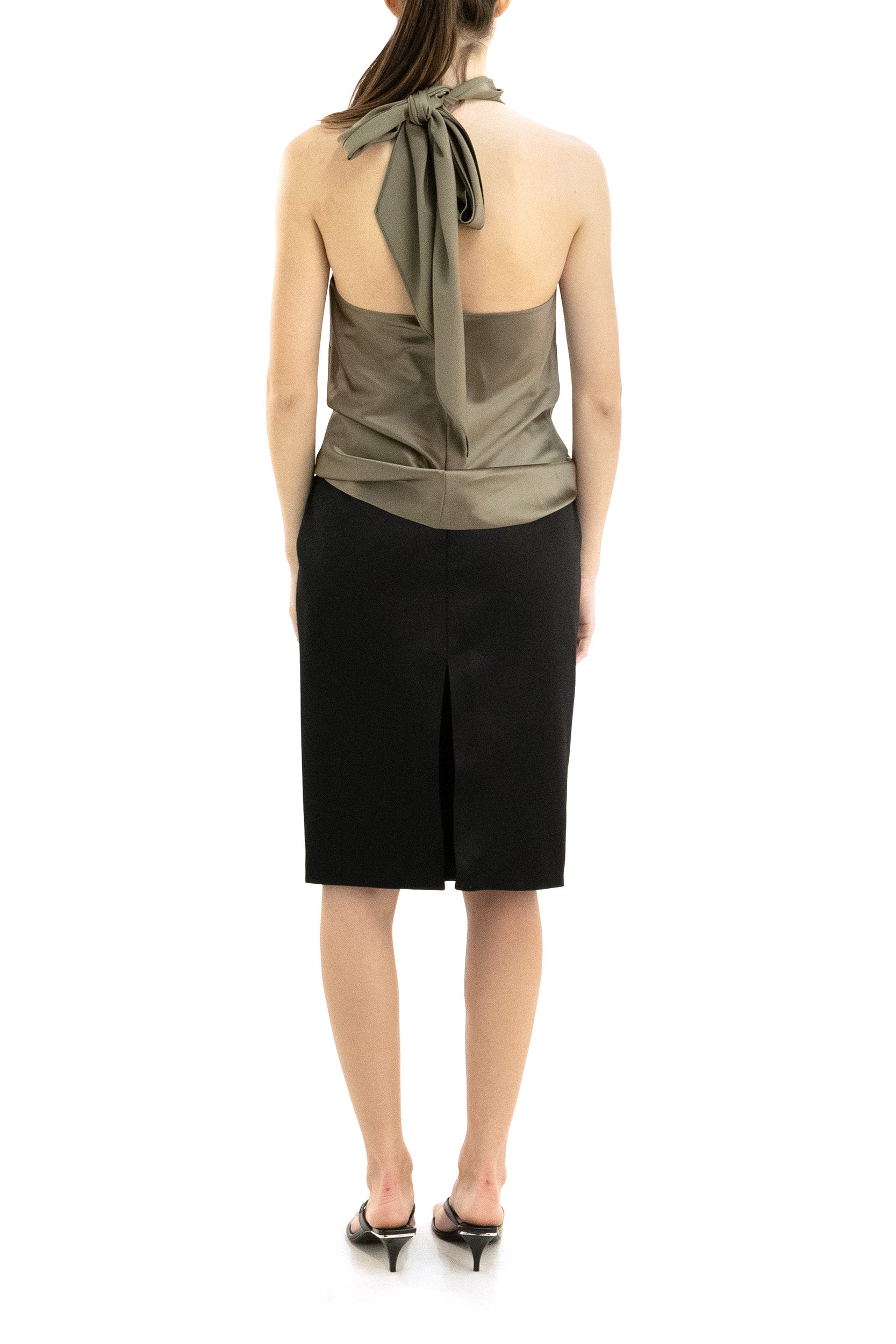 Top in raso color verde oliva<BR/> 290P20988001 PORCINI RALPH LAUREN 
