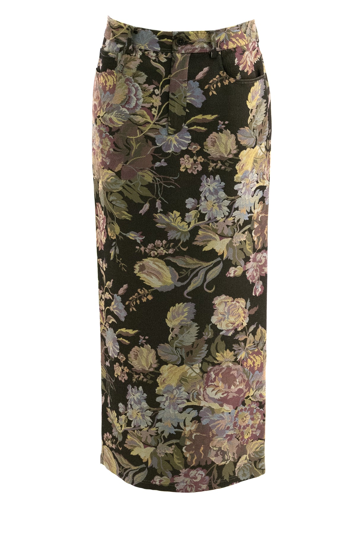 RALPH LAUREN Gonna Fontaine in seta con stampa floreale multicolore, Marrone