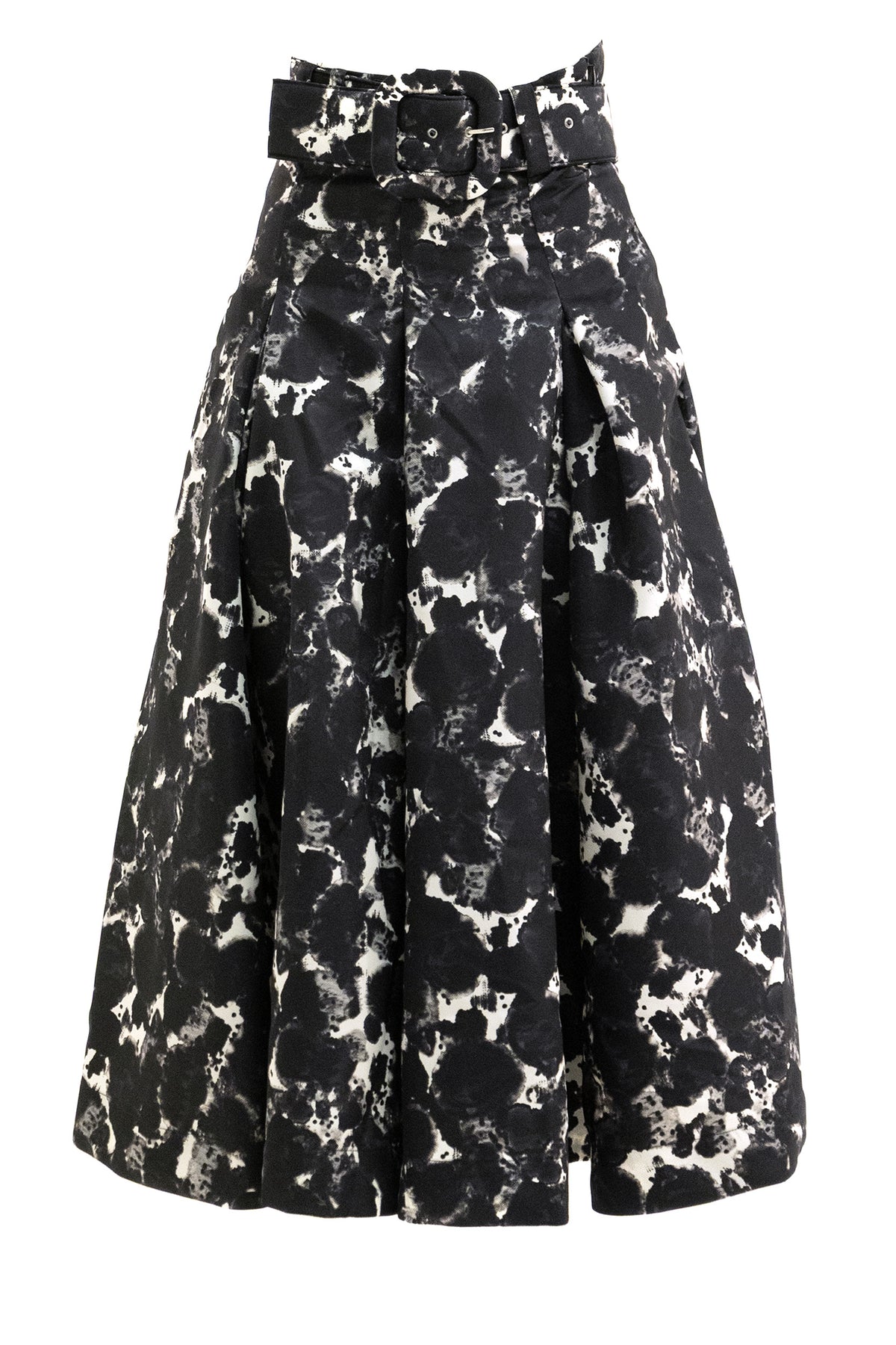 S-SUNG Gonna Diane in taffta di poliammide in stampa animalier, Nero