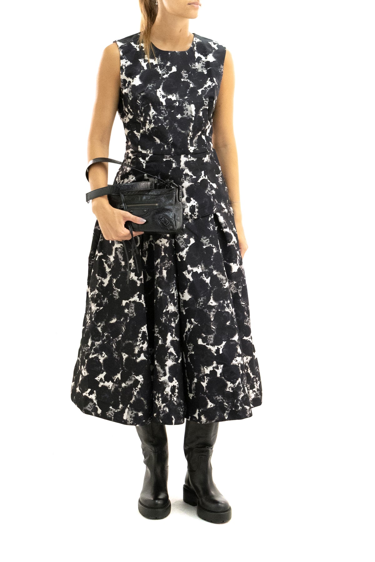 S-SUNG Gonna Diane in taffta di poliammide in stampa animalier, Nero, view 2