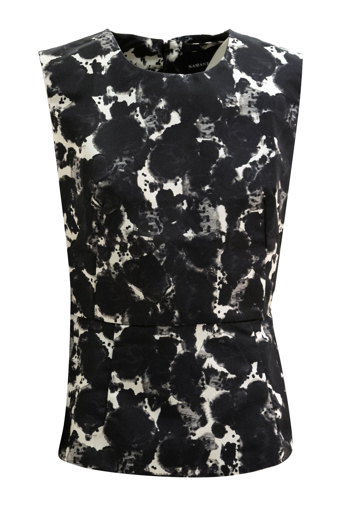 S-SUNG Top in taffta di poliammide in stampa animalier, Nero
