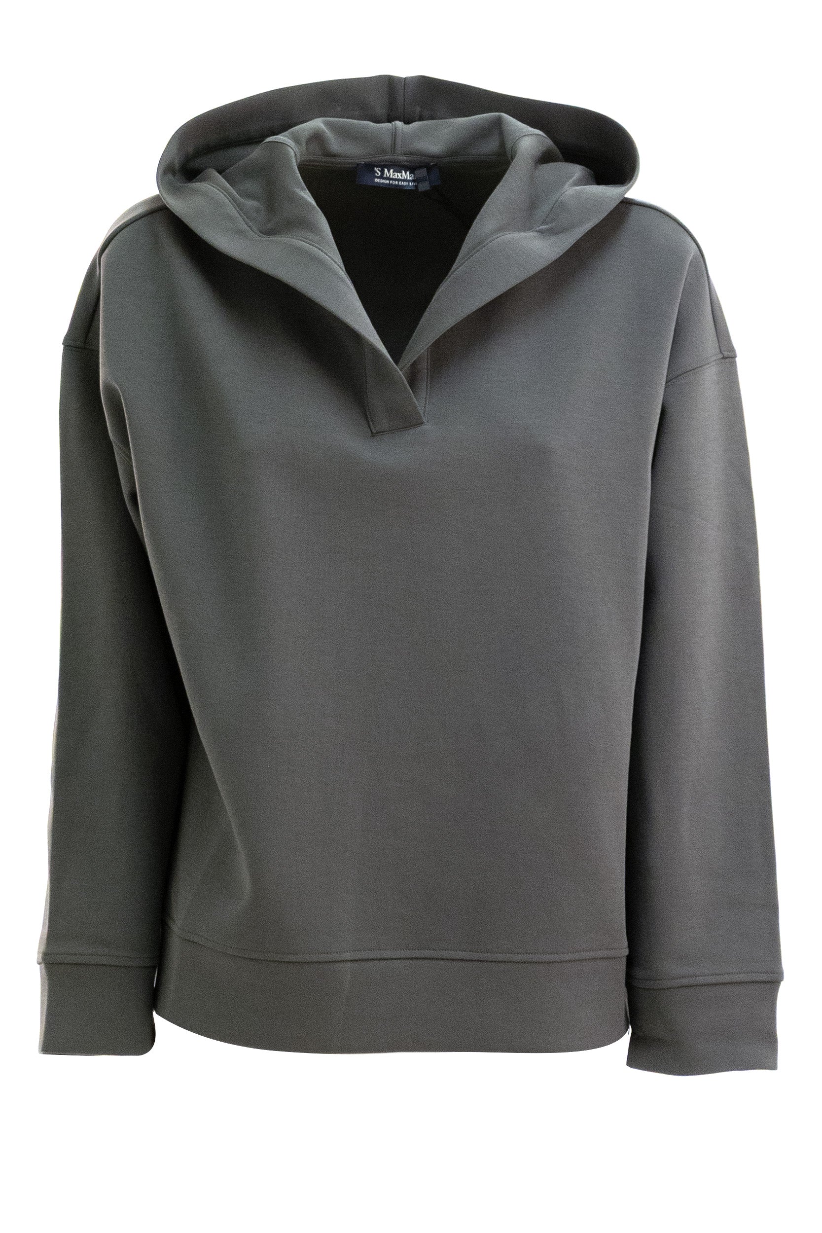 Felpa con cappuccio in jersey di colore grigio<BR/> SMMBUONA 002 S MAX MARA 