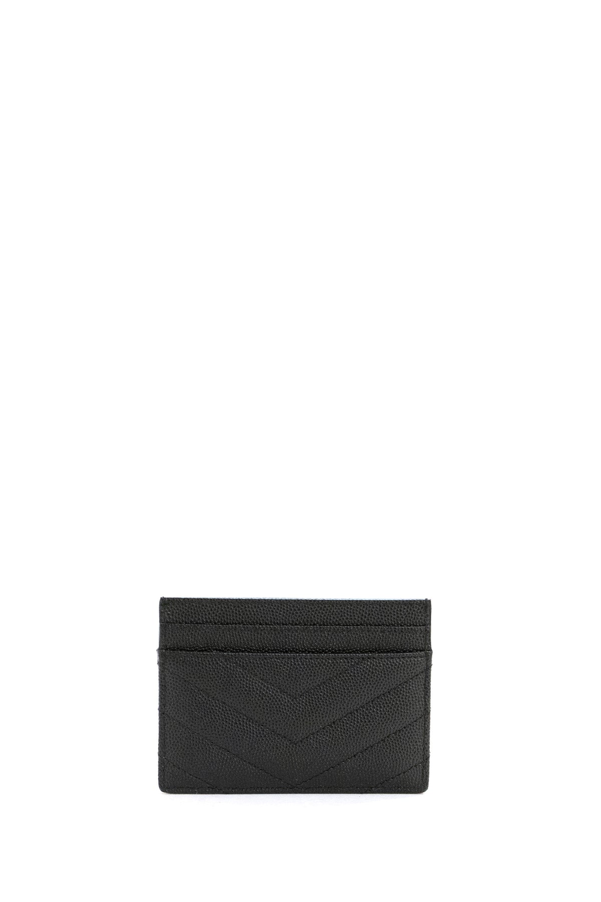 SAINT LAURENT Porta carte Cassandre in pelle matelassé color nero, view 2