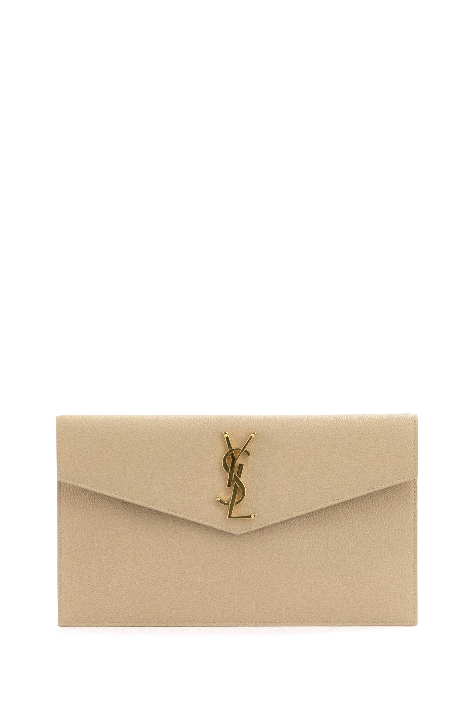 Pochette Uptown in pelle grain de poudre beige 565739 1GF0J 2721 SAINT LAURENT 