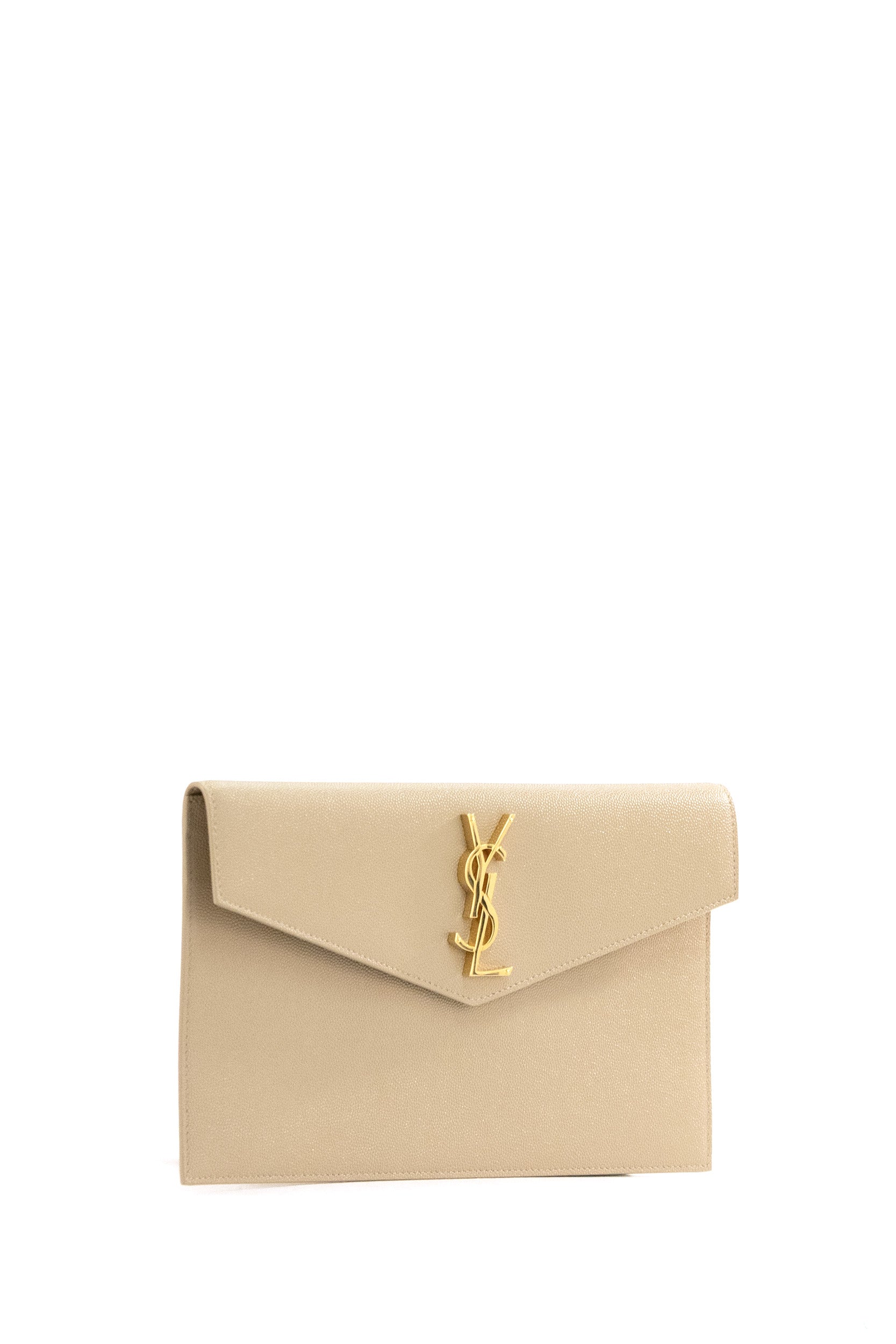 Pochette Uptown in pelle grain de poudre beige 565739 1GF0J 2721 SAINT LAURENT 