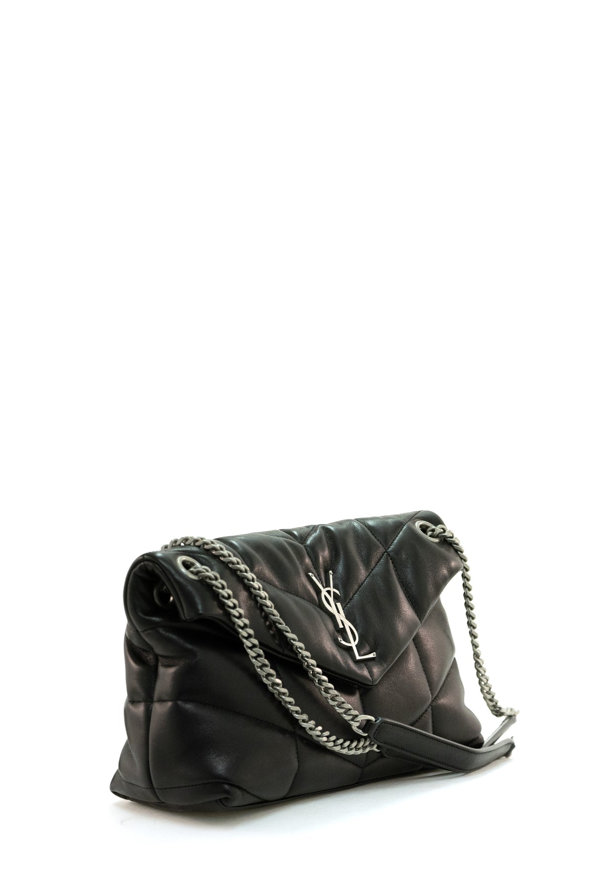 SAINT LAURENT Borsa Puffer Small in pelle trapuntata di colore nero, vista 2