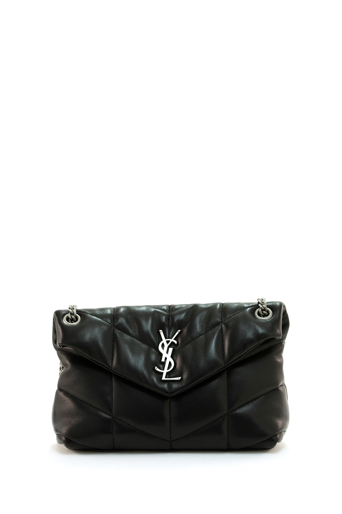 SAINT LAURENT Borsa Puffer Small in pelle trapuntata di colore nero