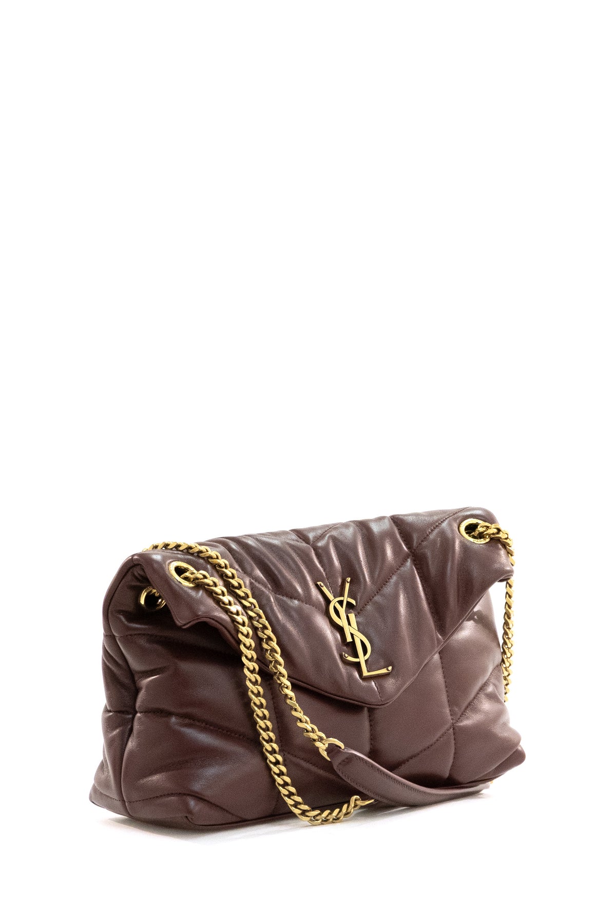 SAINT LAURENT Burgundy quilted nappa leather Loulou Puffer bag, Bordeaux, view 2