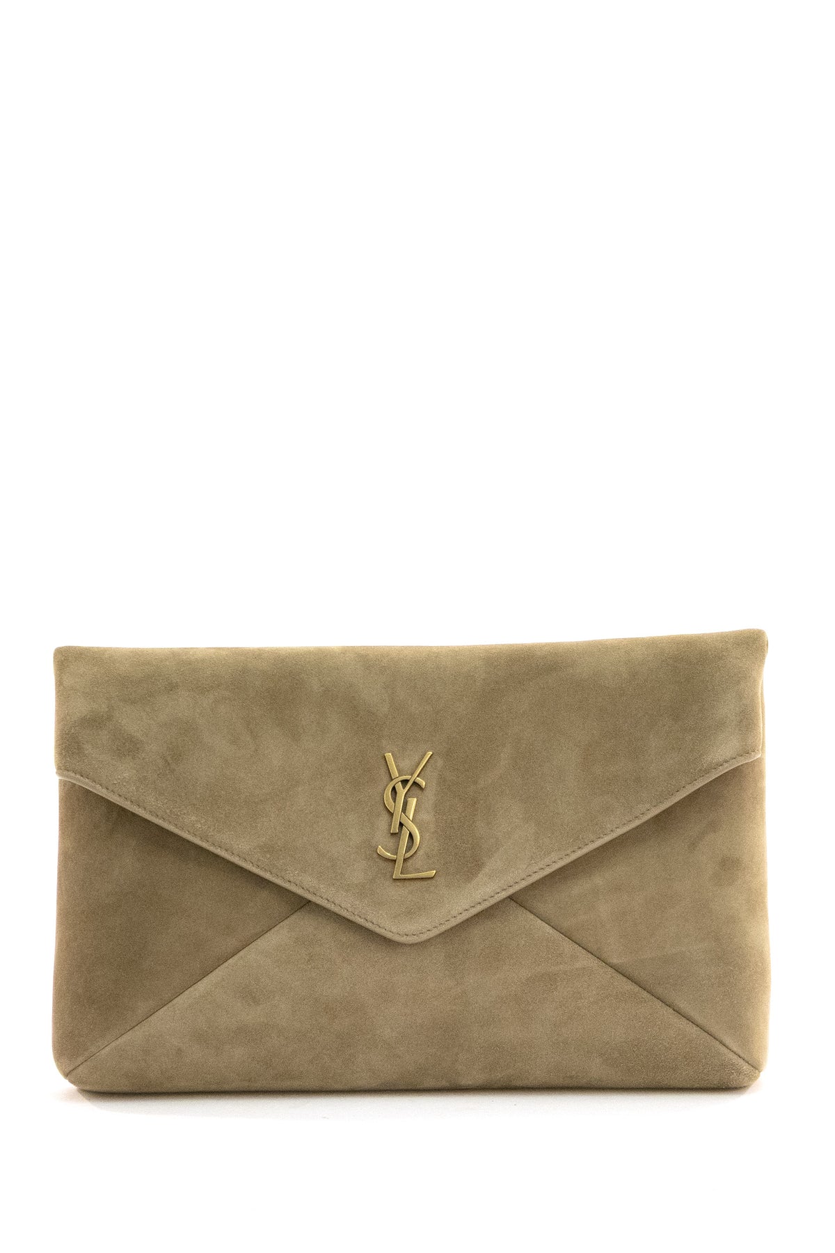 SAINT LAURENT Pochette Envelope in suede color tortora