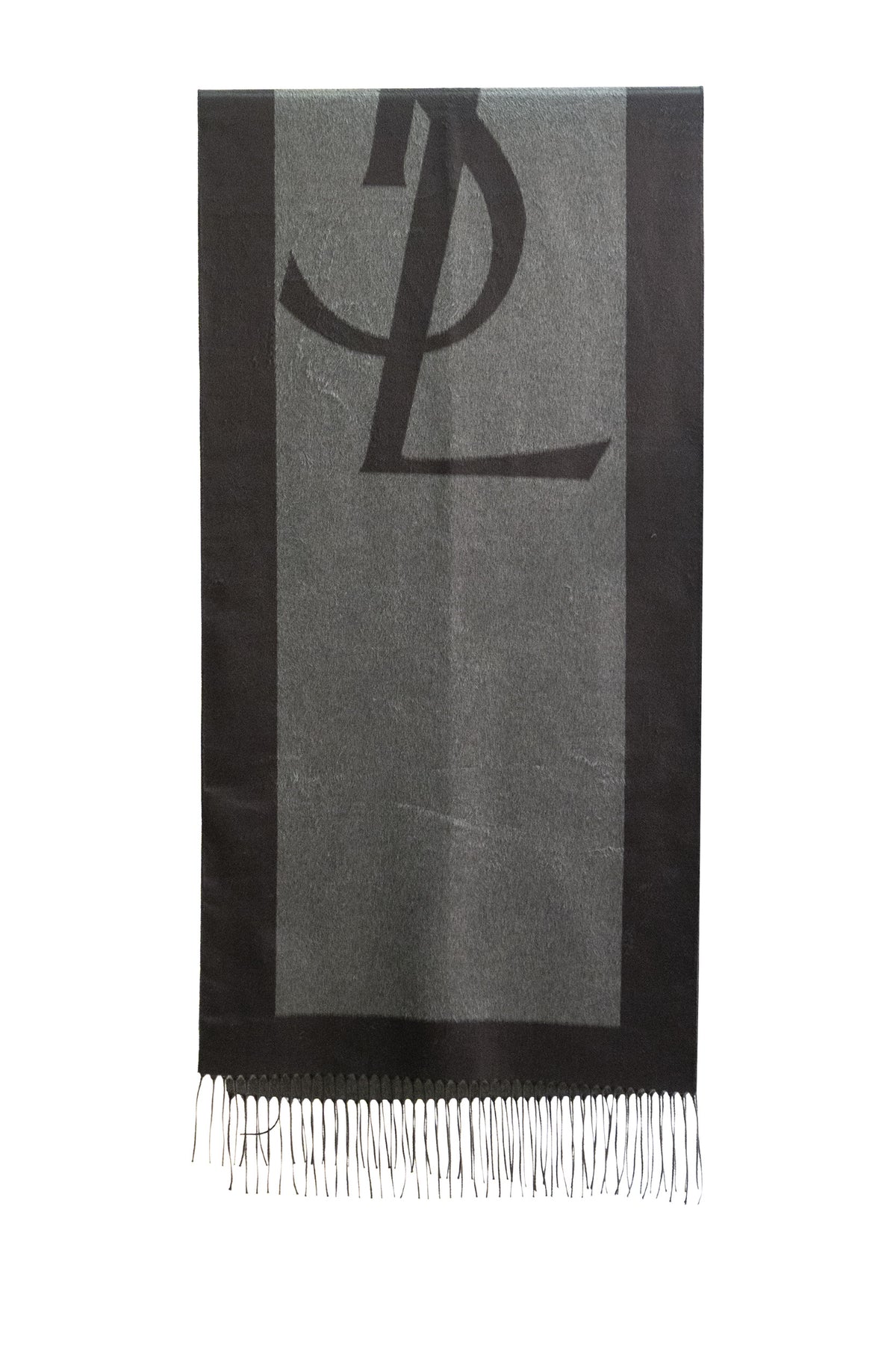 SAINT LAURENT Grey silk scarf, Grigio, view 2