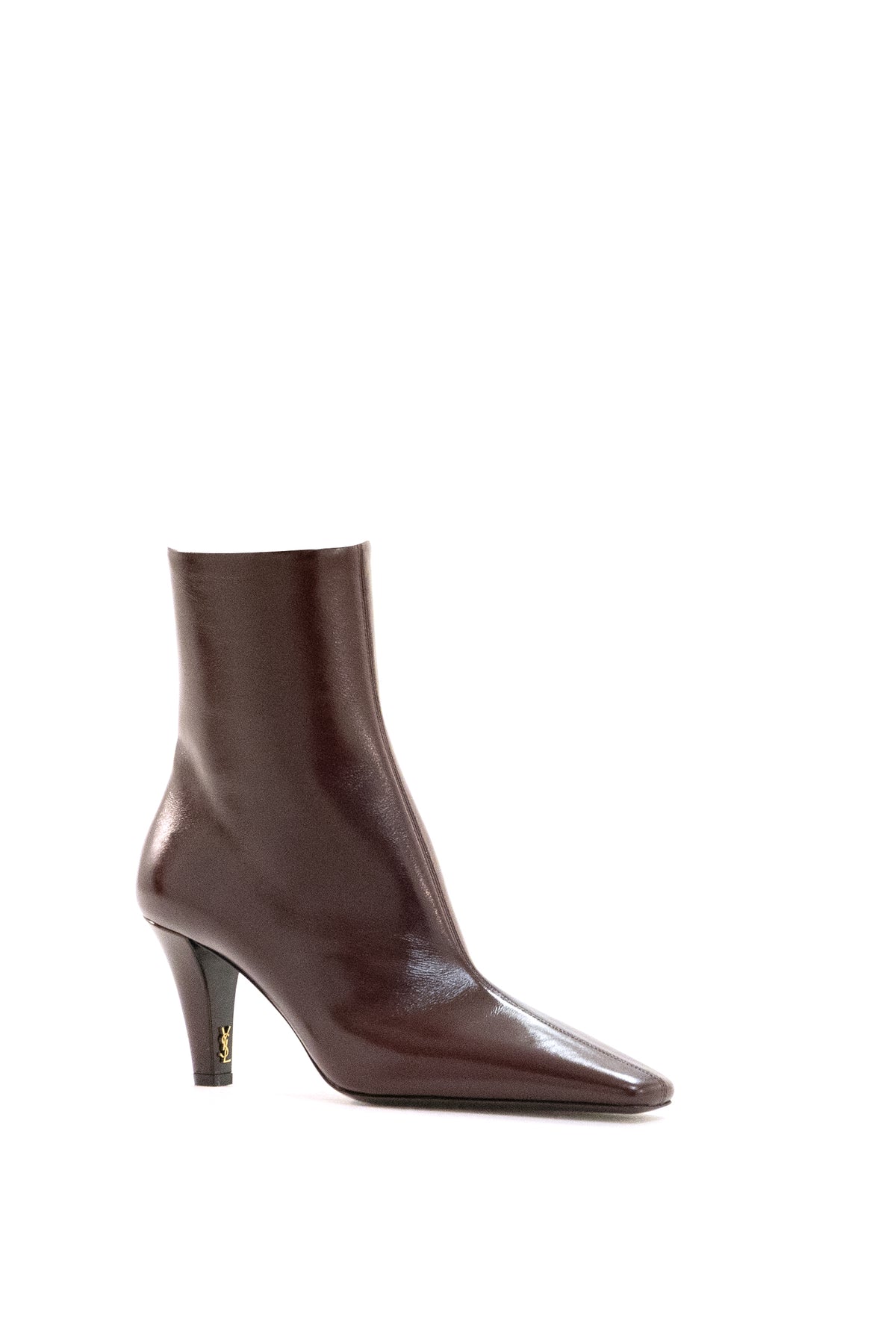 SAINT LAURENT Stivaletti Jill in pelle di colore bordeaux, vista 2
