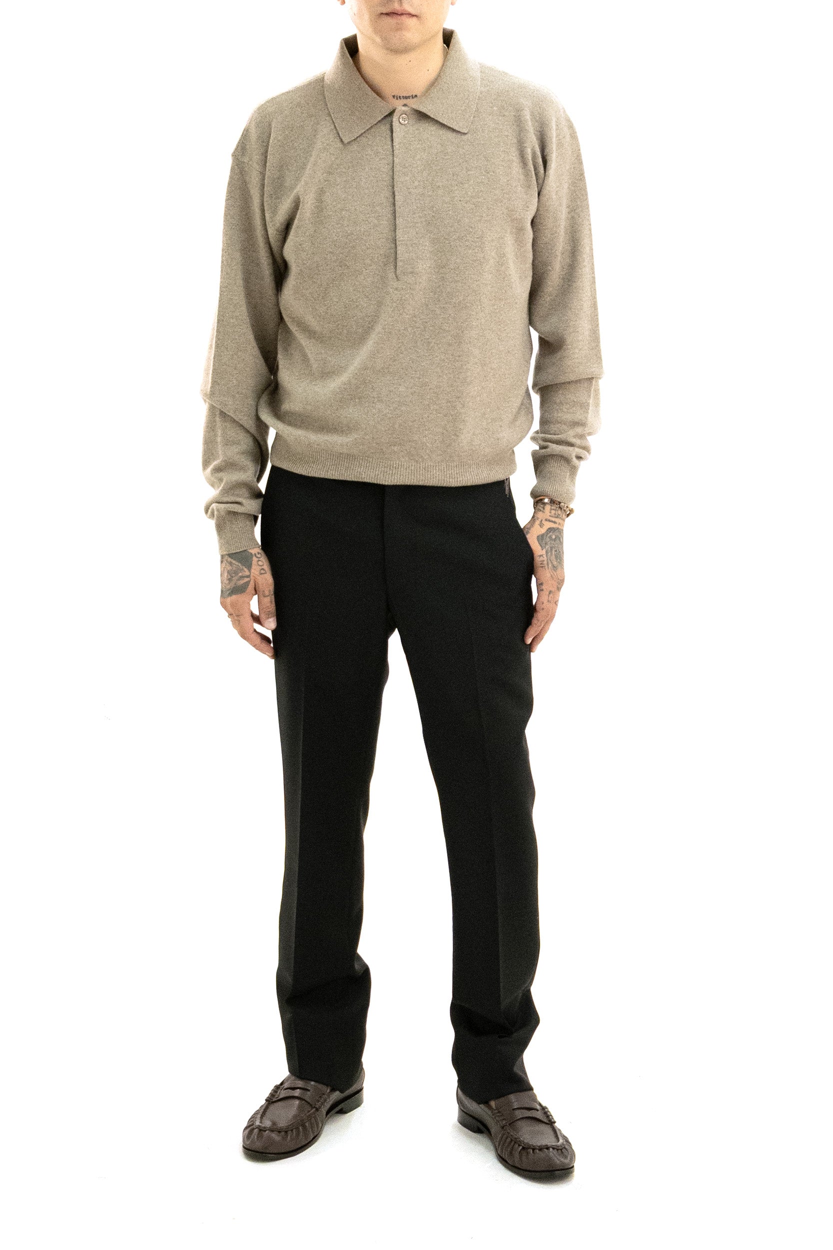 Polo in lana color tortora<BR/> 817251 Y76XM 2715 SAINT LAURENT 