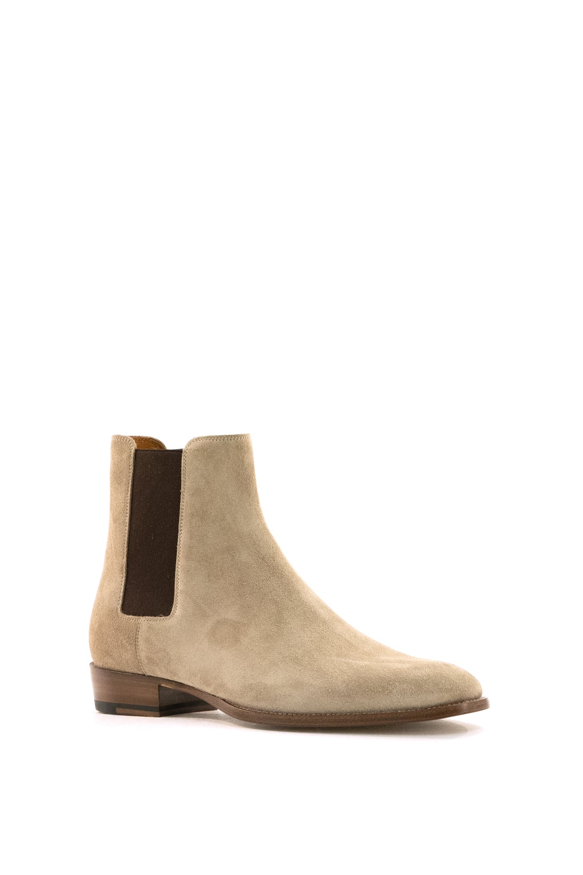 SAINT LAURENT Stivaletti Chelsea in suede color beige, vista 2