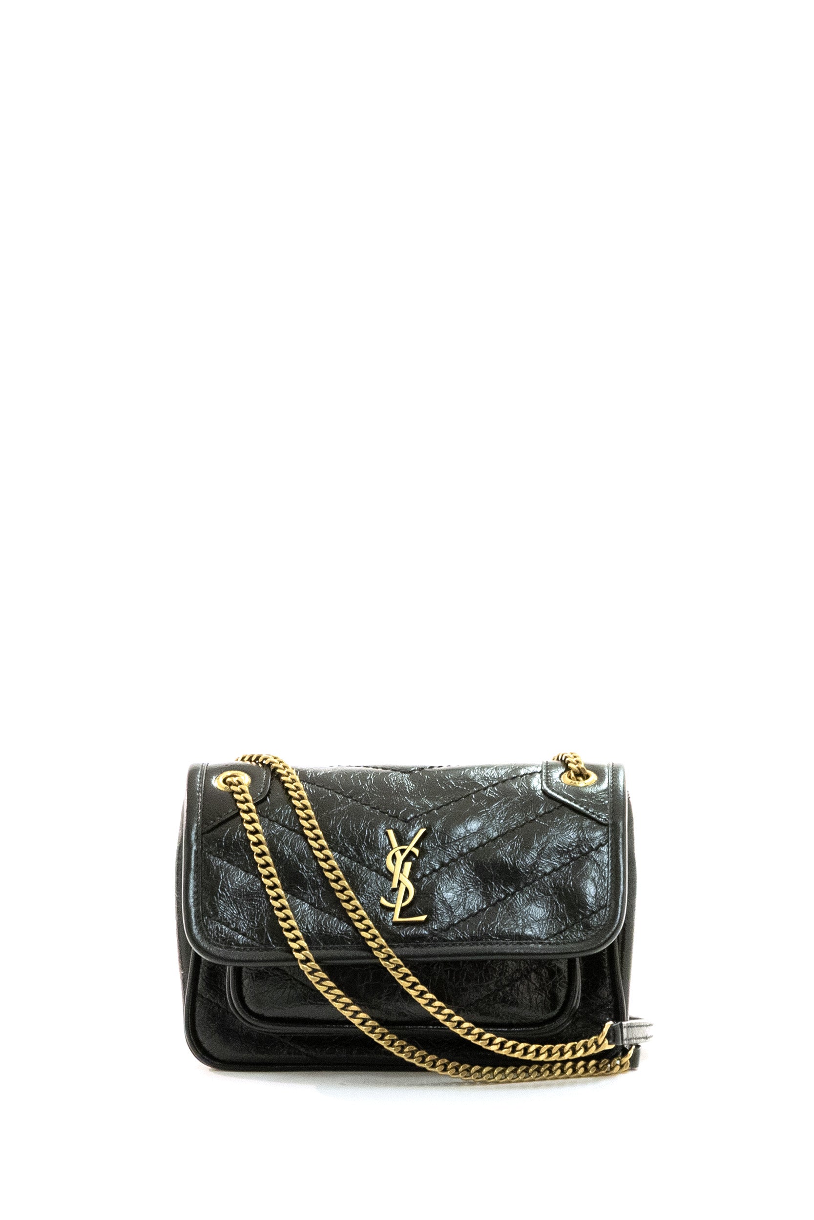Borsa Niki Mini in Pelle Vintage<BR/> 846087 0EN07 1000 SAINT LAURENT 
