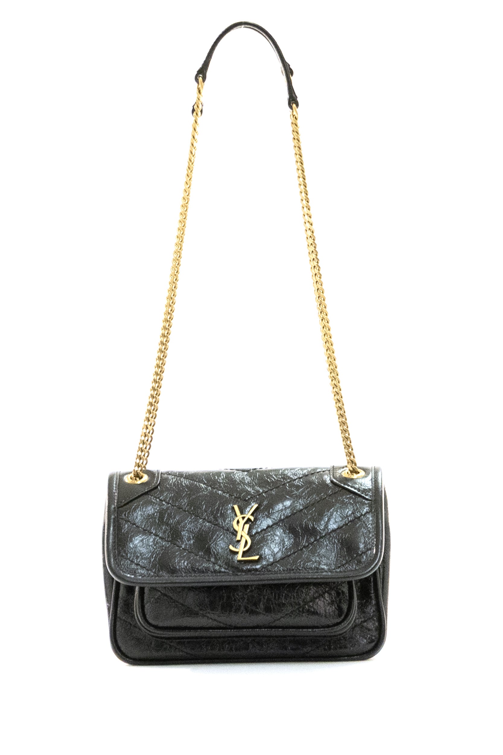 Borsa Niki Mini in Pelle Vintage<BR/> 846087 0EN07 1000 SAINT LAURENT 