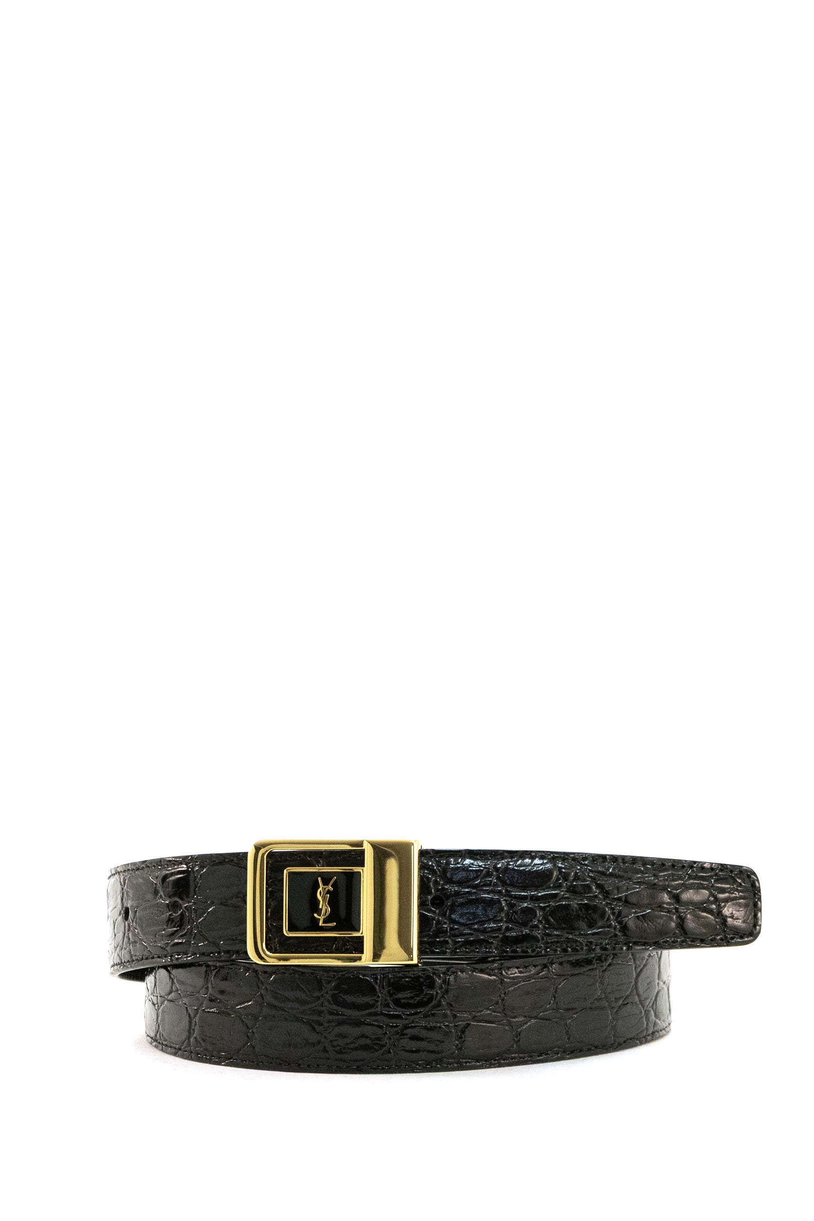 Cintura La 66 in pelle stampa cocco di colore nero<BR/> 847812 1ZQ8J 1000 SAINT LAURENT 