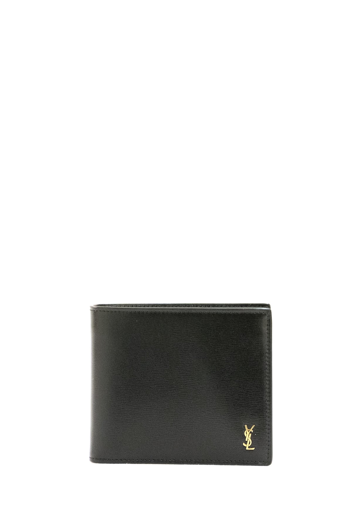 SAINT LAURENT Portafoglio East/West Tiny in pelle lucida di colore nero