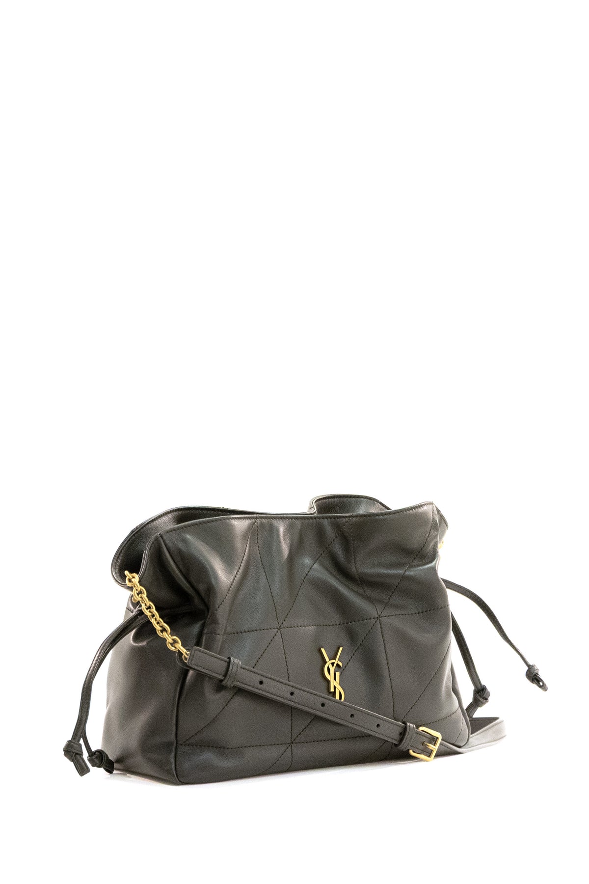 SAINT LAURENT Pochette Morbida in Pelle d'Agnello, Verde, vista 2