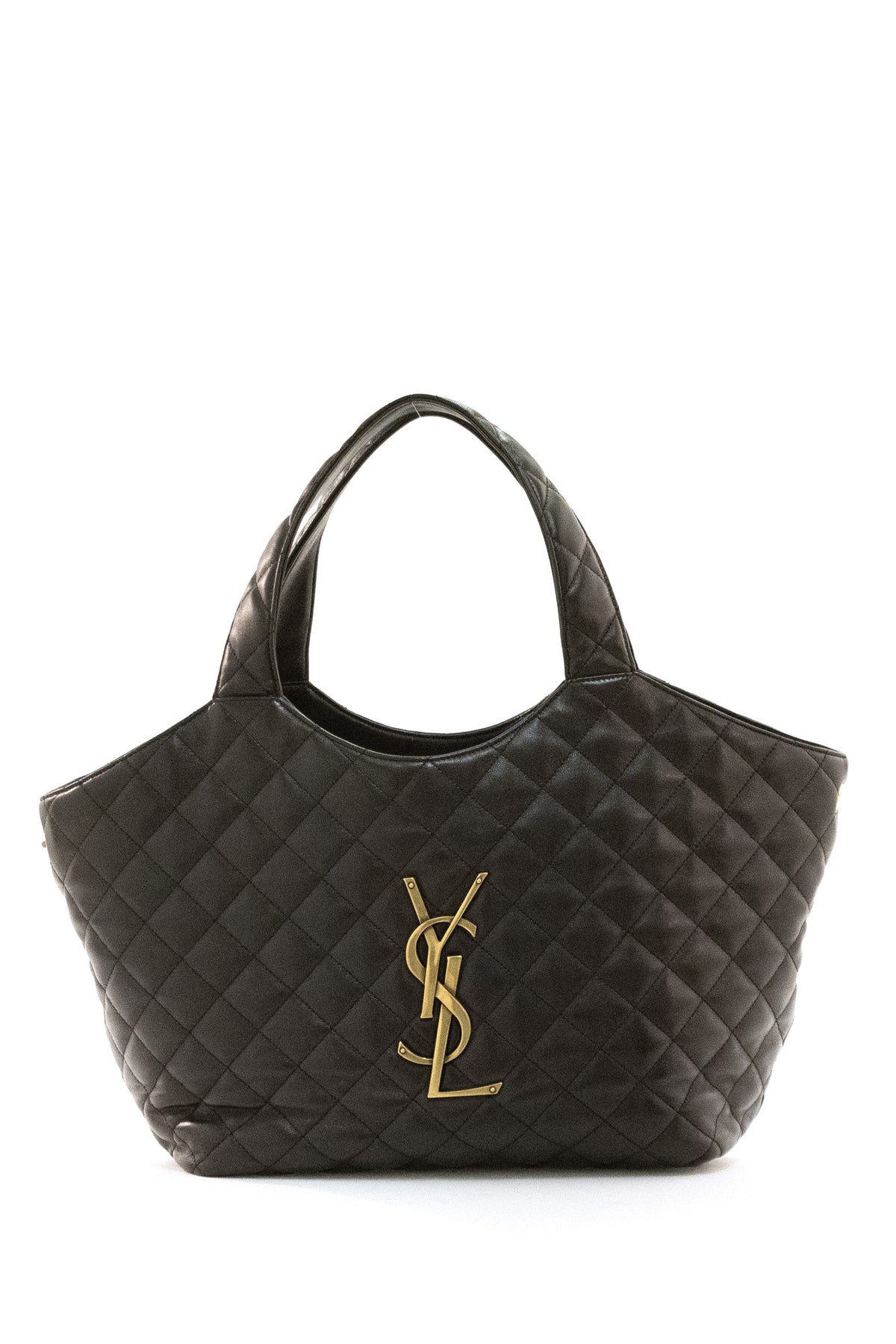 SAINT LAURENT Borsa Icara in nappa trapuntata di colore marrone