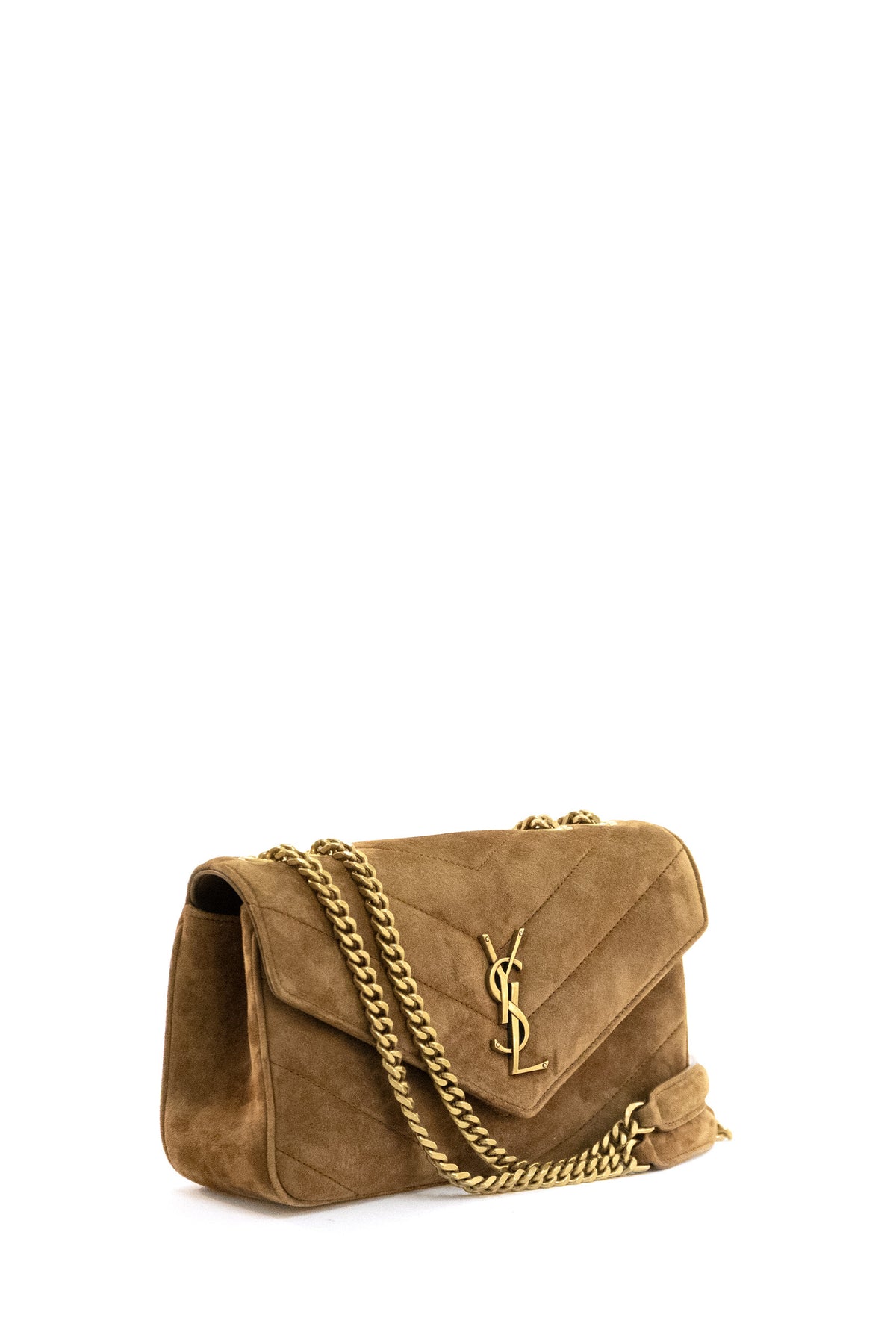 SAINT LAURENT Small LouLou bag in cognac suede, Camel, view 2