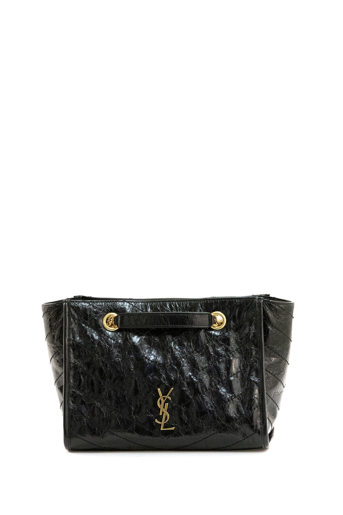 SAINT LAURENT Borsa Shopping Niki Piccola in Pelle Vintage di colore nero