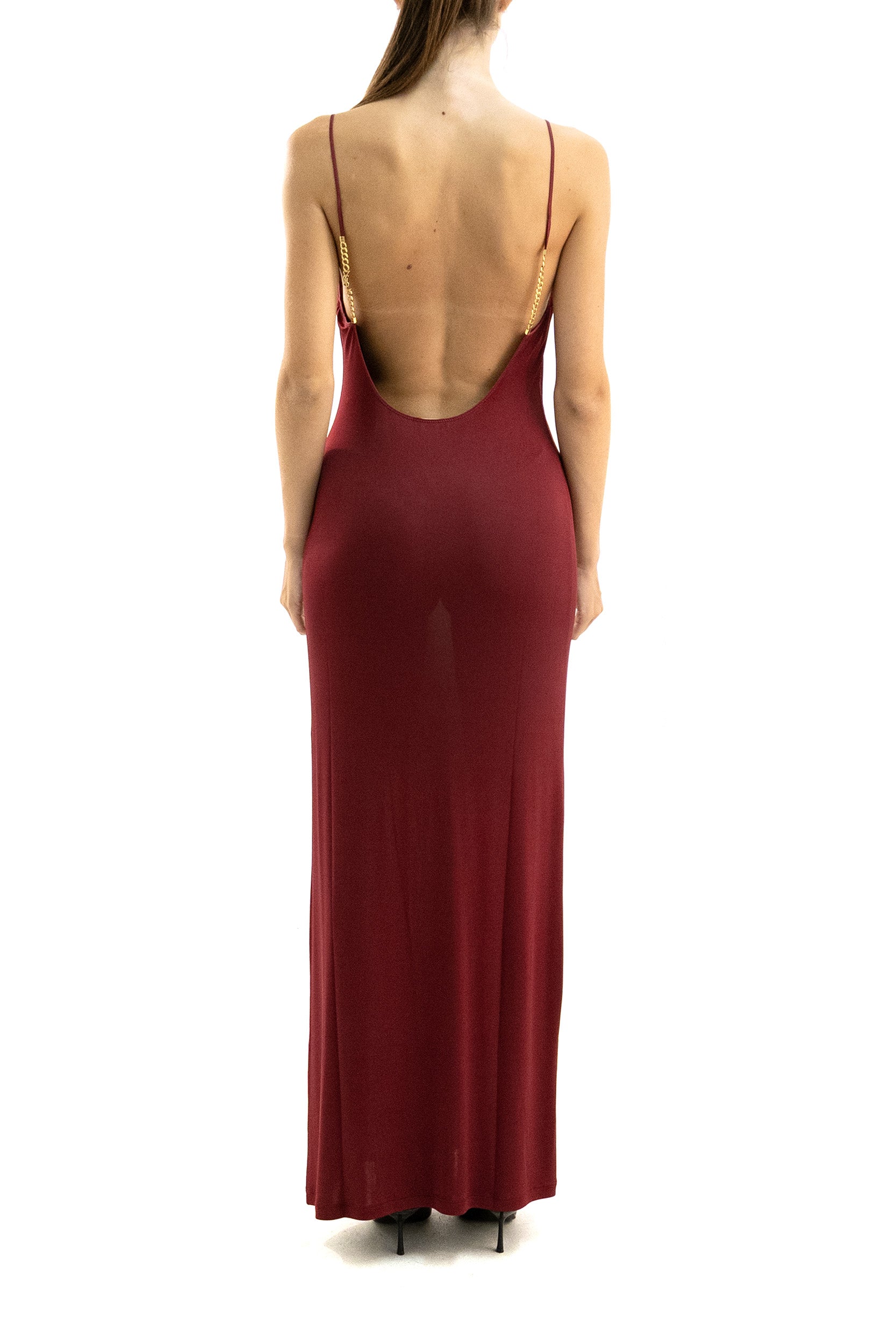 Abito maxi in maglia di colore bordeaux<BR/> 876792 Y38DS 5860 SAINT LAURENT 