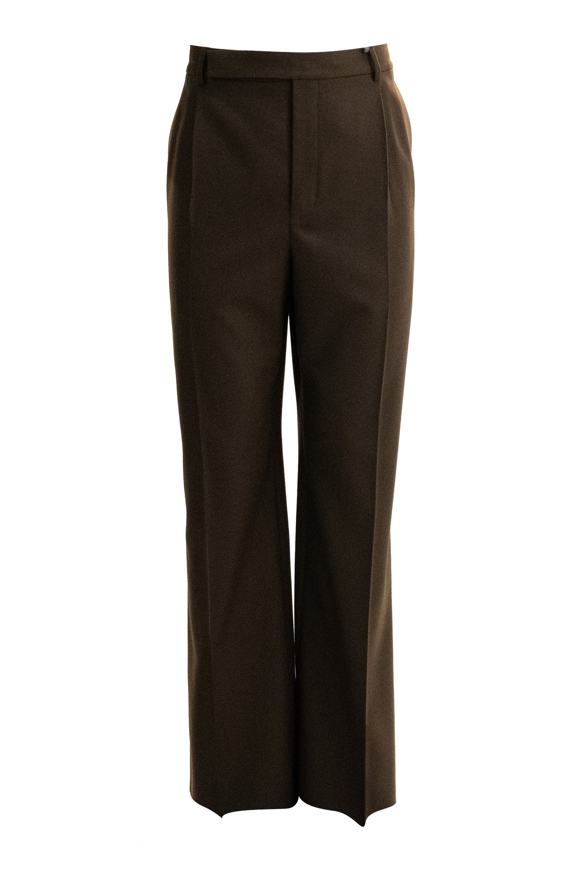SAINT LAURENT Pantaloni in flanella di lana di colore marrone