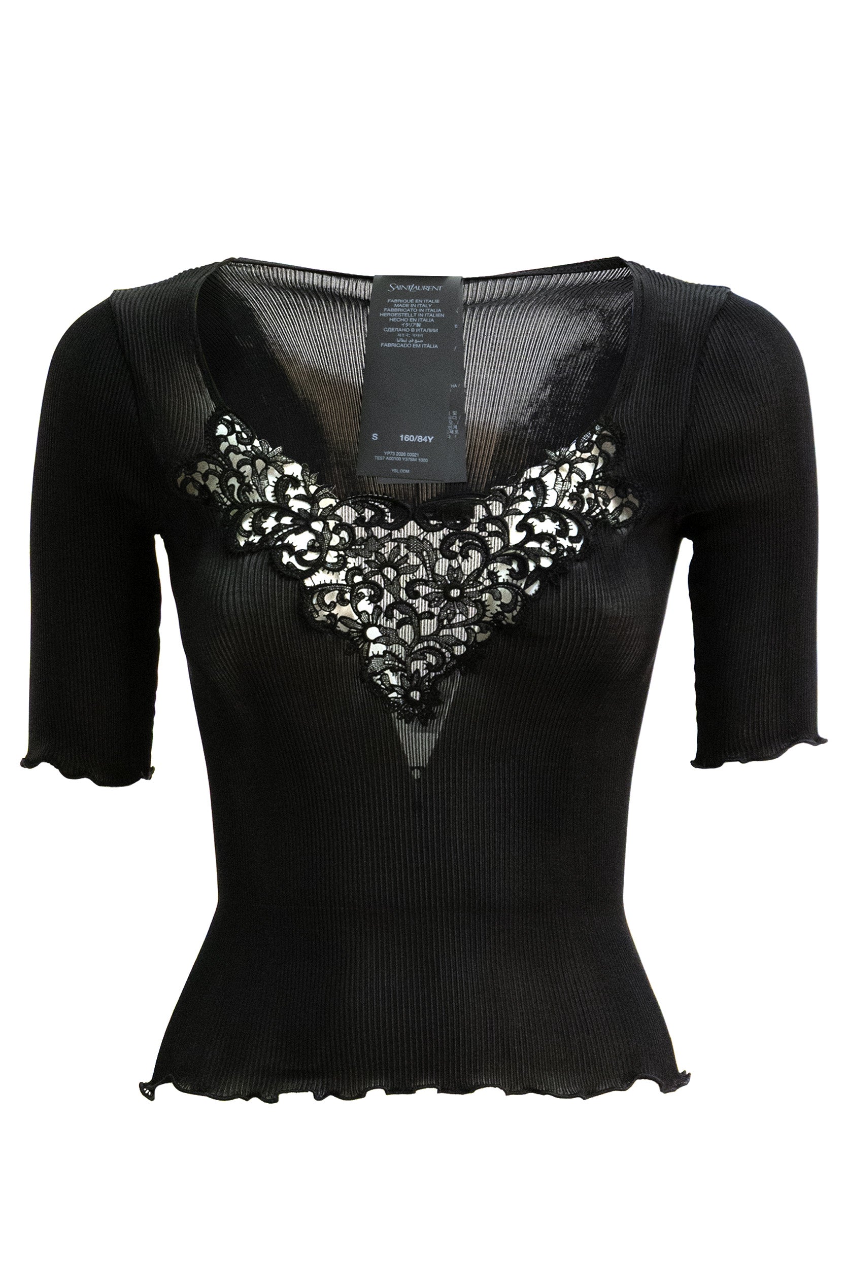 Top Guipure in Seta a Coste<BR/> A00100 Y37SM 1000 SAINT LAURENT 