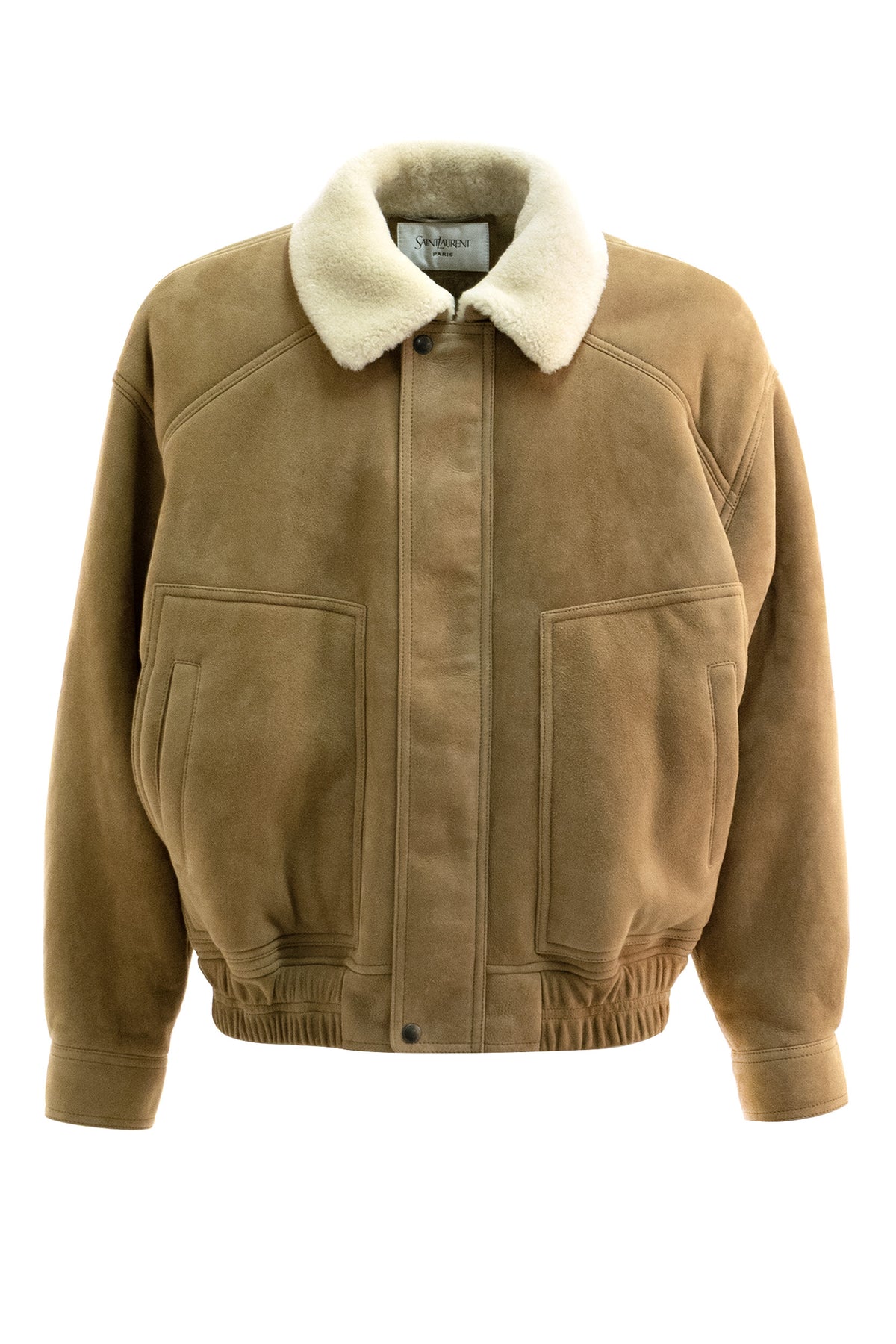 SAINT LAURENT Bomber in suede color beige